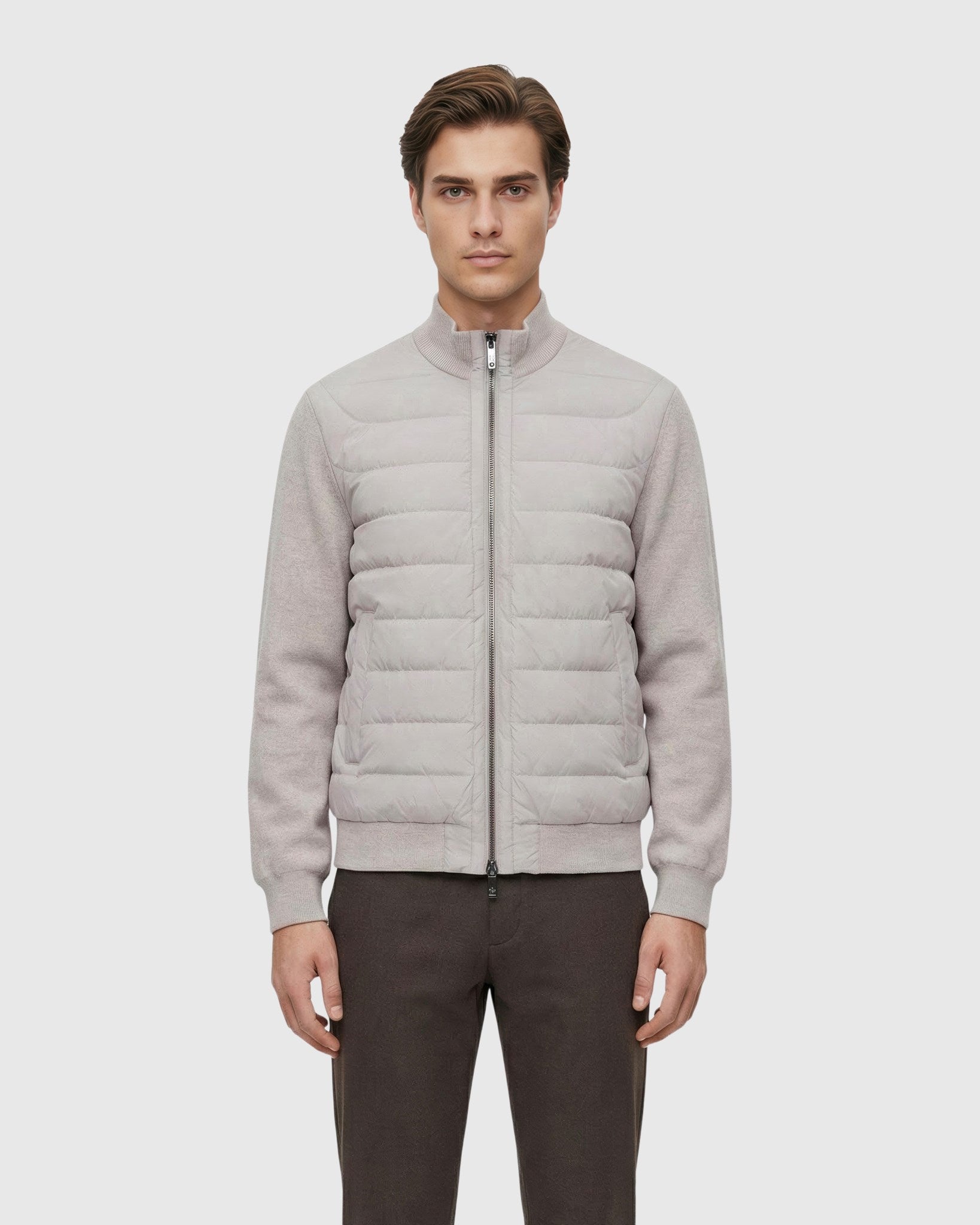 Men's Knit Bomber Jacket With Quilted Down
