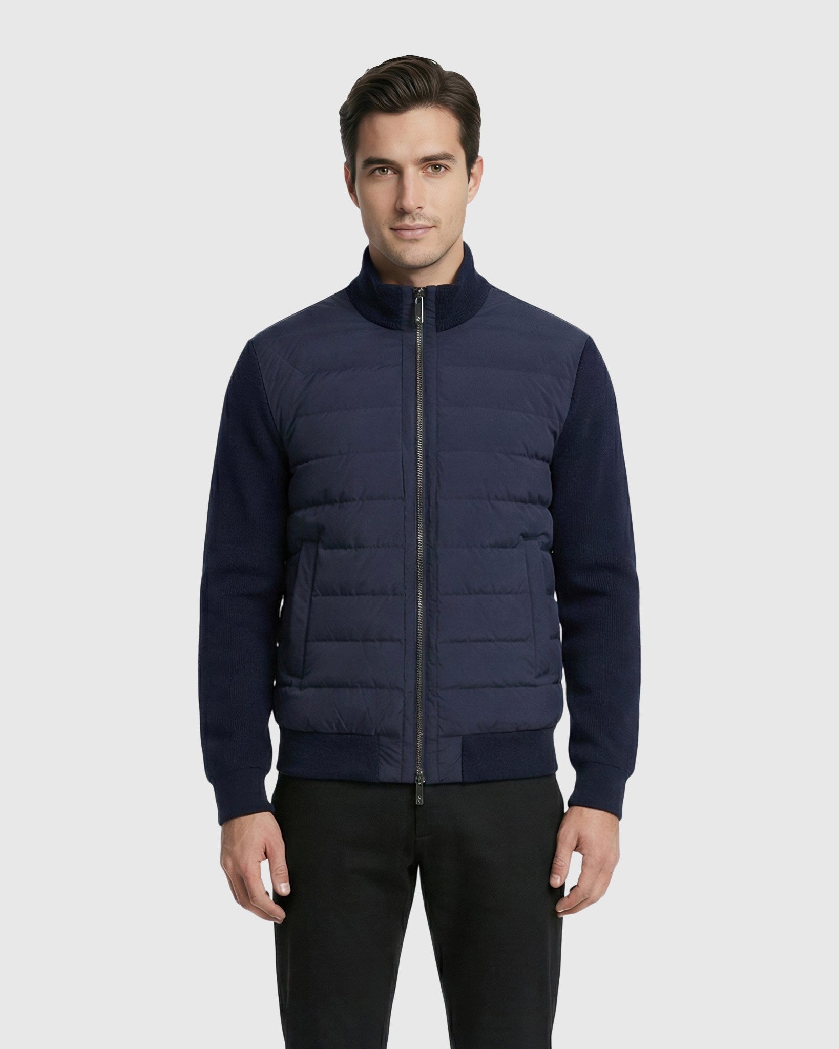 Men's Knit Bomber Jacket With Quilted Down