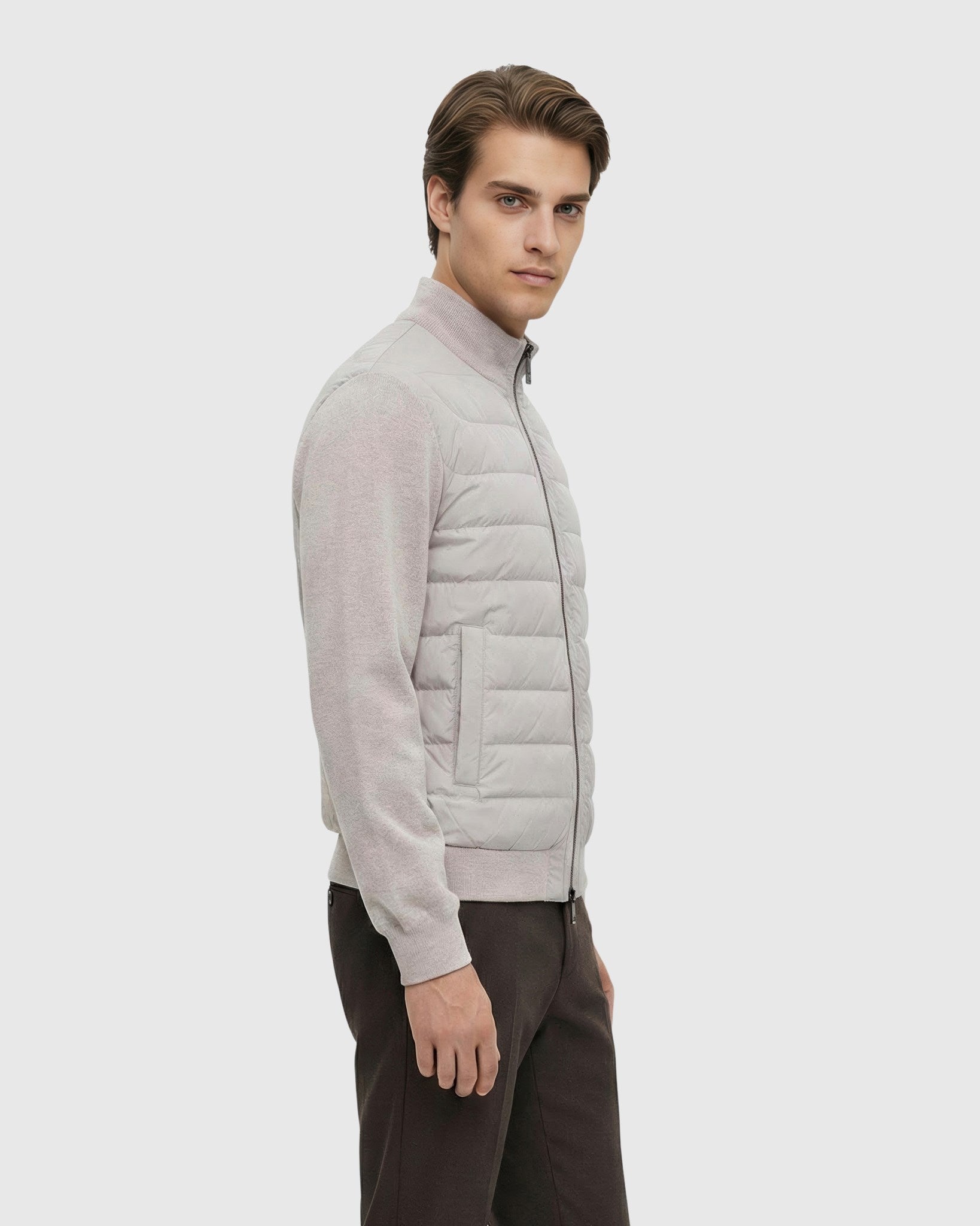 Men's Knit Bomber Jacket With Quilted Down