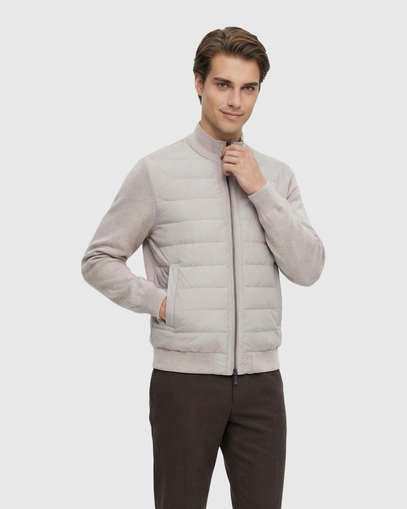 Men's Knit Bomber Jacket With Quilted Down