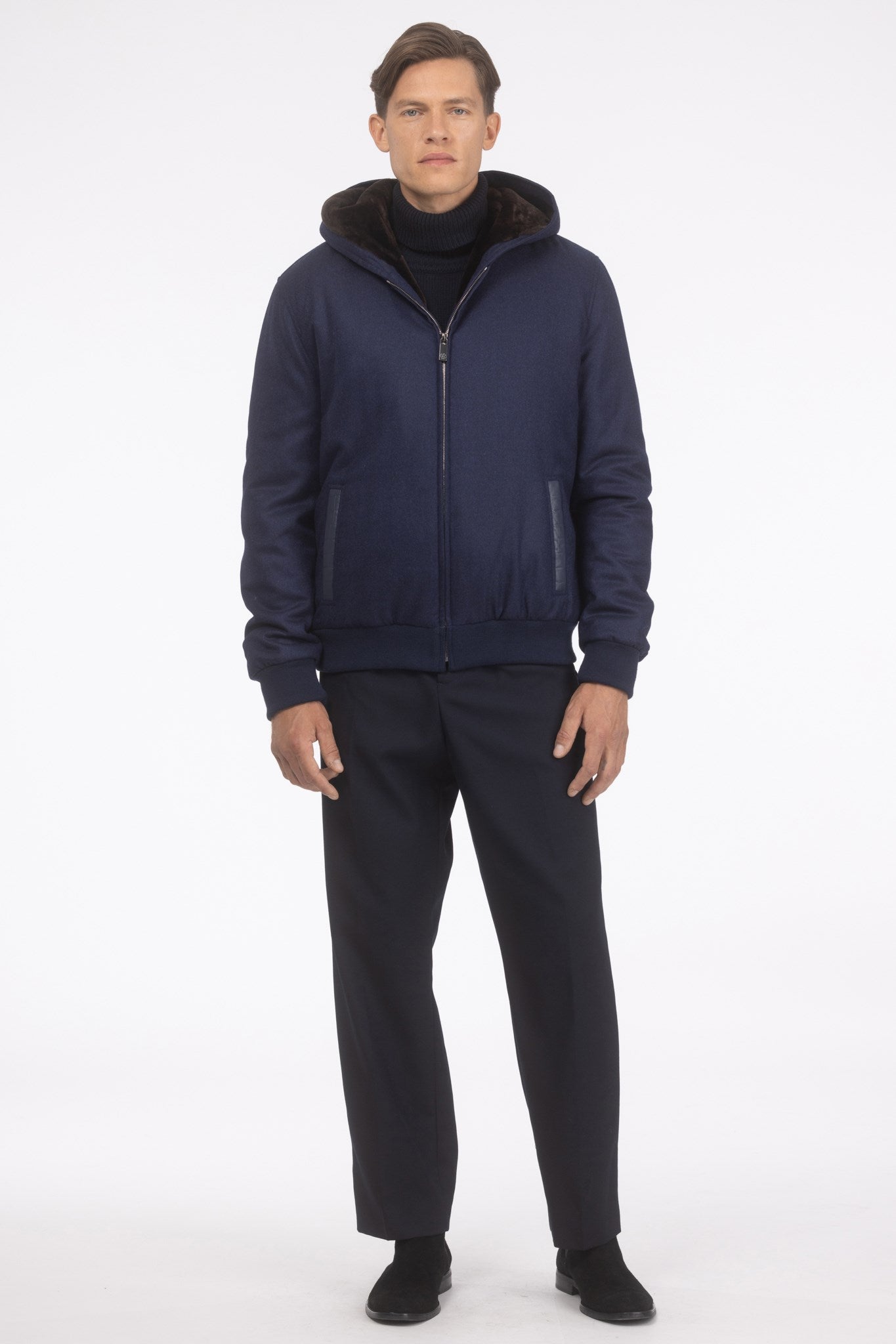 Men's Jacket Crafted From Loro Piana Cashmere and Wool with Select Shearling Lamb Lining