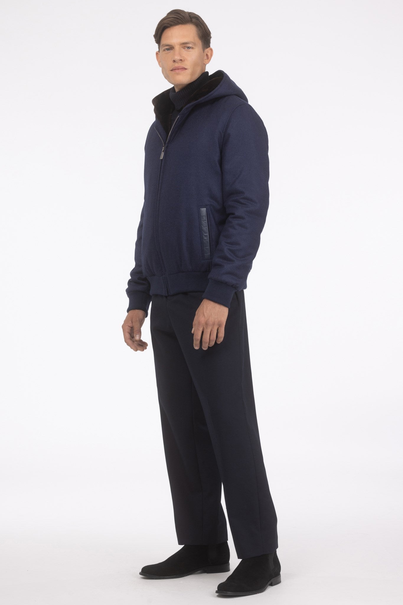 Men's Jacket Crafted From Loro Piana Cashmere and Wool with Select Shearling Lamb Lining