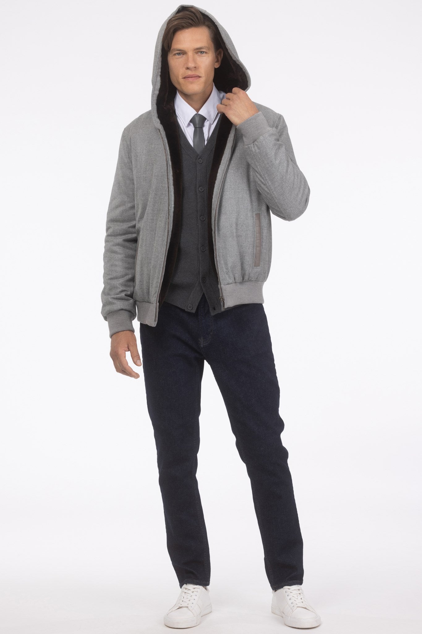 Men's Jacket Crafted From Loro Piana Cashmere and Wool with Select Shearling Lamb Lining