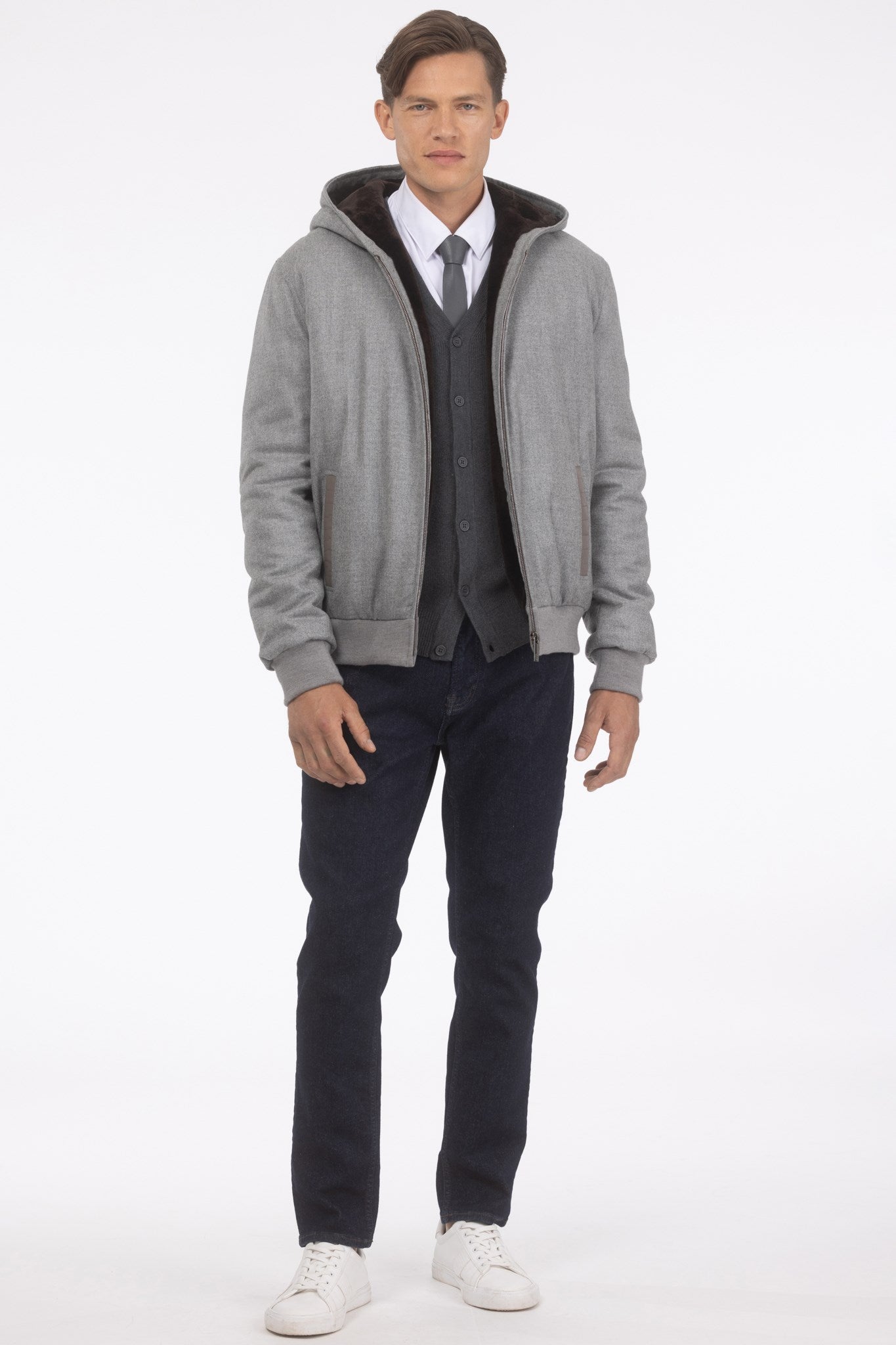 Men's Jacket Crafted From Loro Piana Cashmere and Wool with Select Shearling Lamb Lining