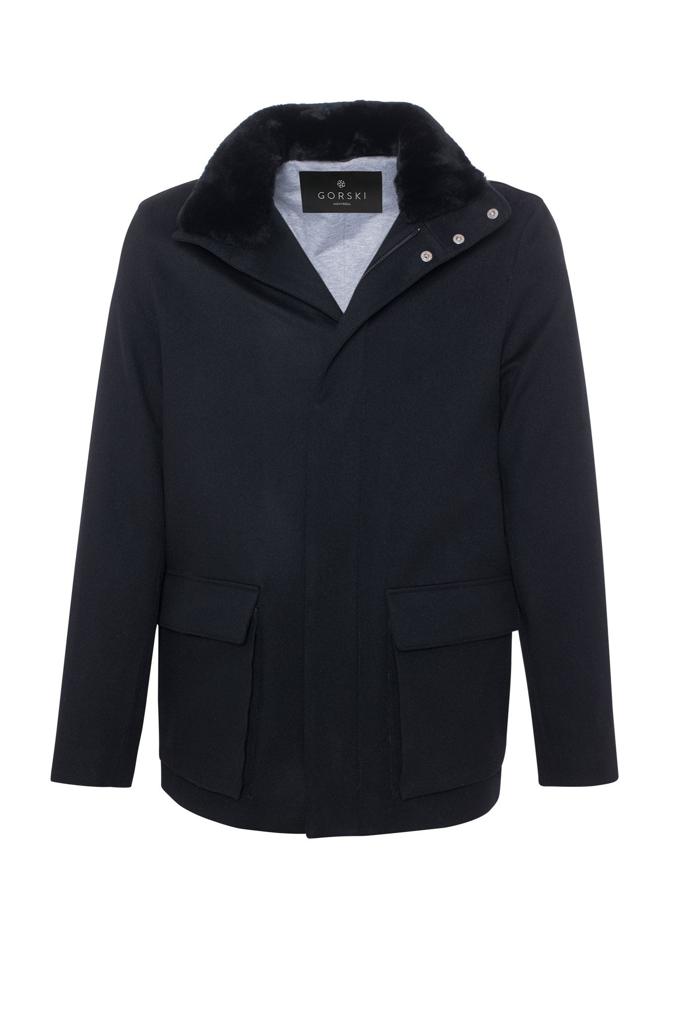 Men's Jacket Crafted From Loro Piana Wool with Detachable Select Shearling Lamb Collar