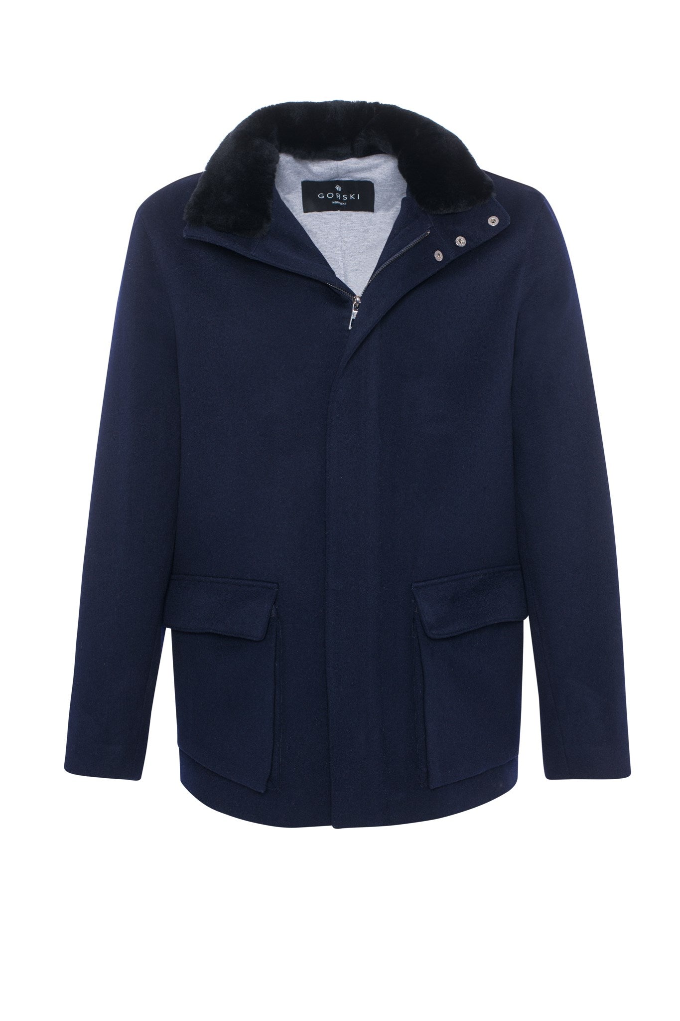 Men's Jacket Crafted From Loro Piana Wool with Detachable Select Shearling Lamb Collar
