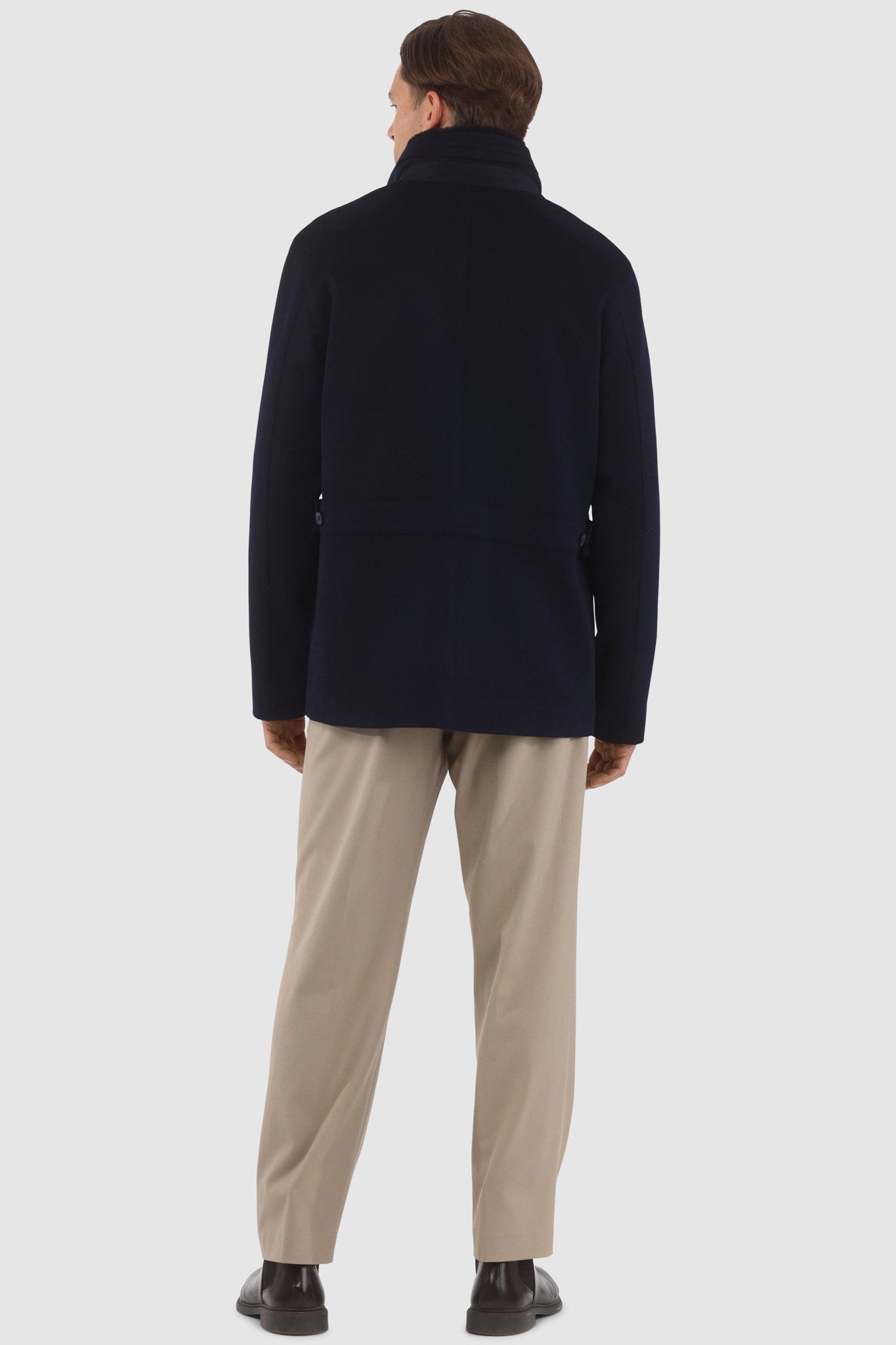 Men's Jacket Crafted From Loro Piana Wool with Detachable Select Shearling Lamb Collar