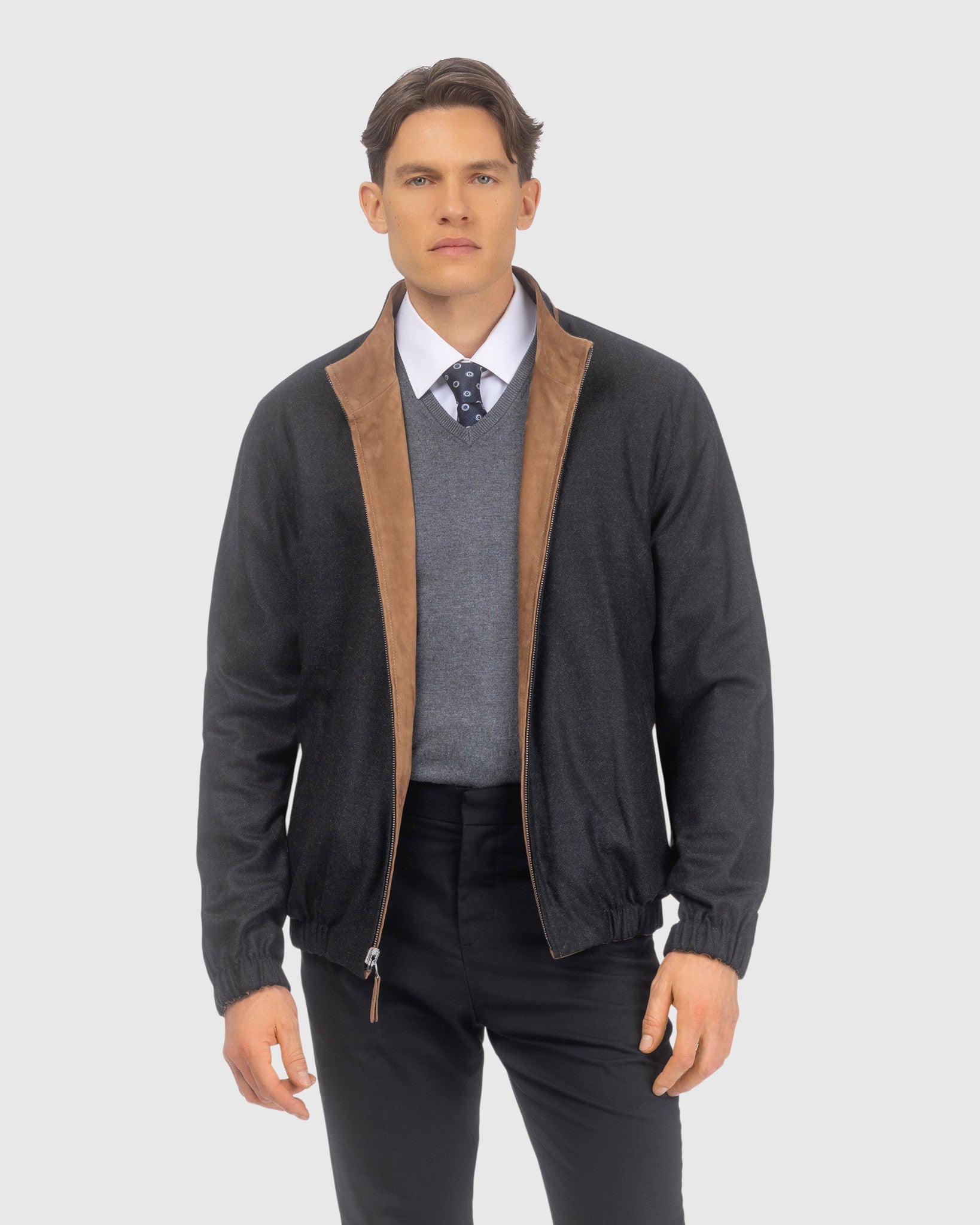 Men's Nubuck Jacket Reversible To Loro Piana Cashmere and Wool