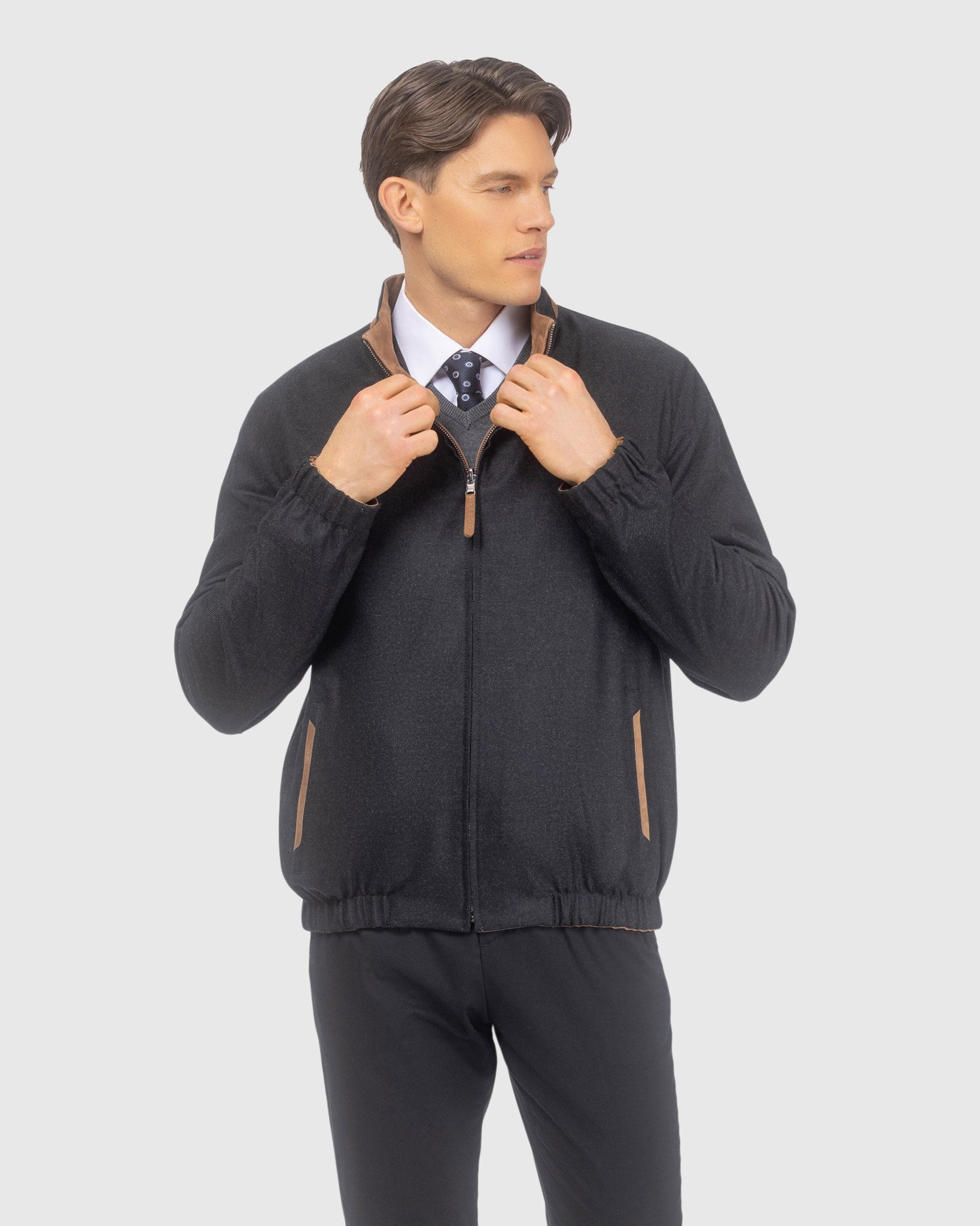 Men's Nubuck Jacket Reversible To Loro Piana Cashmere and Wool