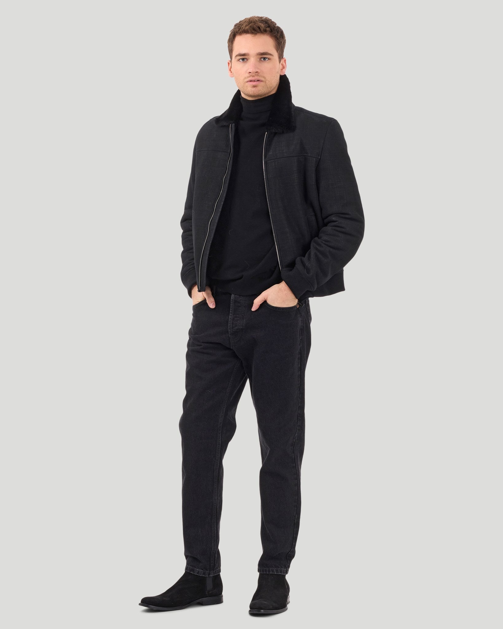 Men's Merino Shearling Lamb Bomber Jacket