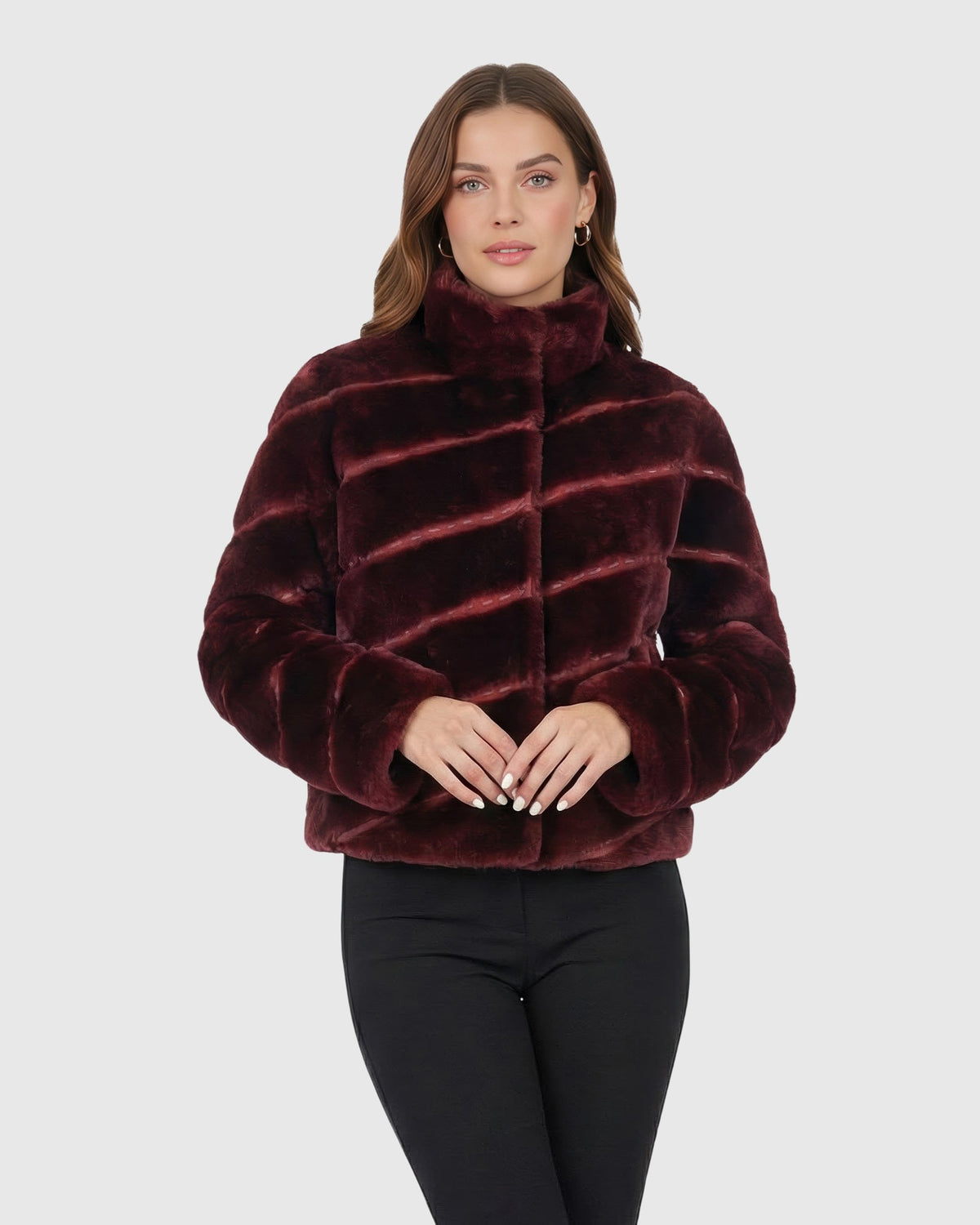 Merino shearling lamb diagonal jacket
