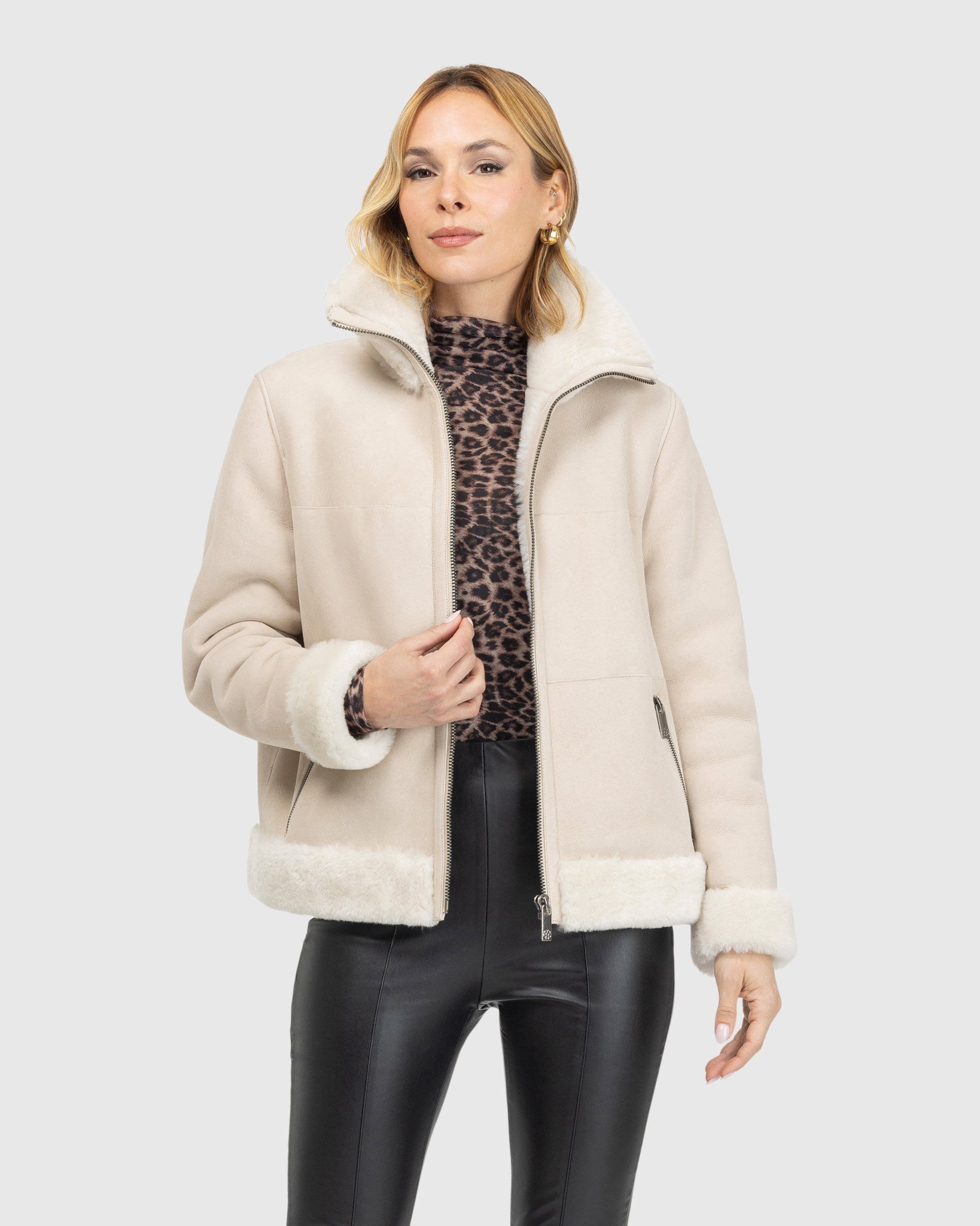 Merino Shearling Lamb Zip Jacket