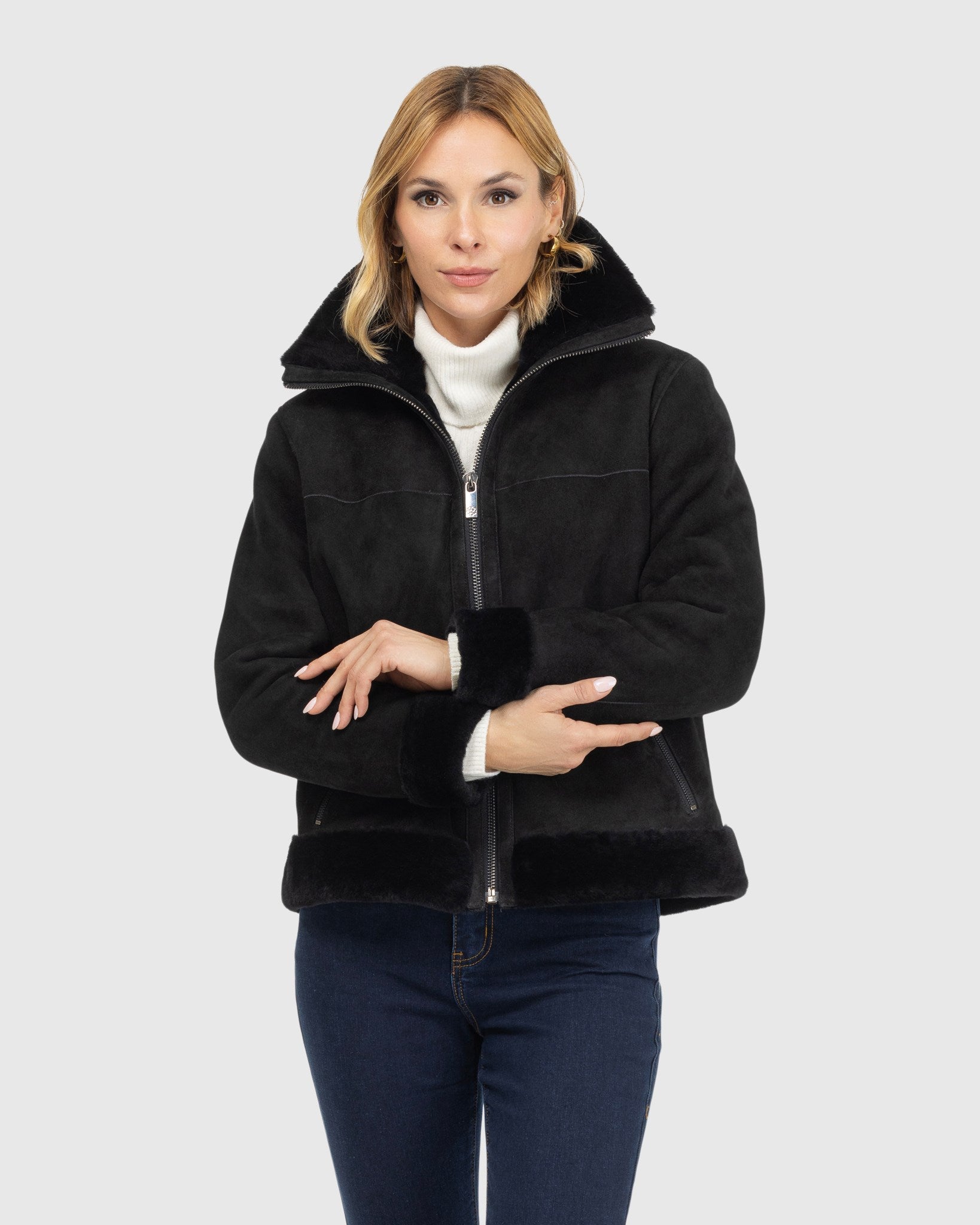 Merino Shearling Lamb Zip Jacket