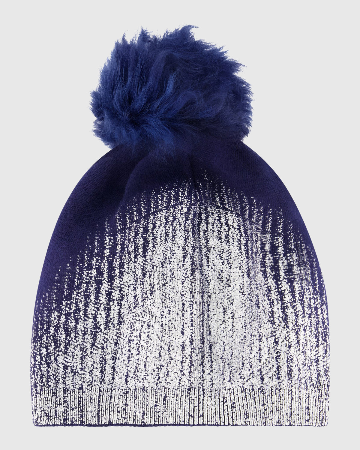 Metallic Beanie - Wool Blend Winter Hat METALLIC WOOL BLEND KNIT HAT WITH TOSCANA LAMB POMPOM main image 2