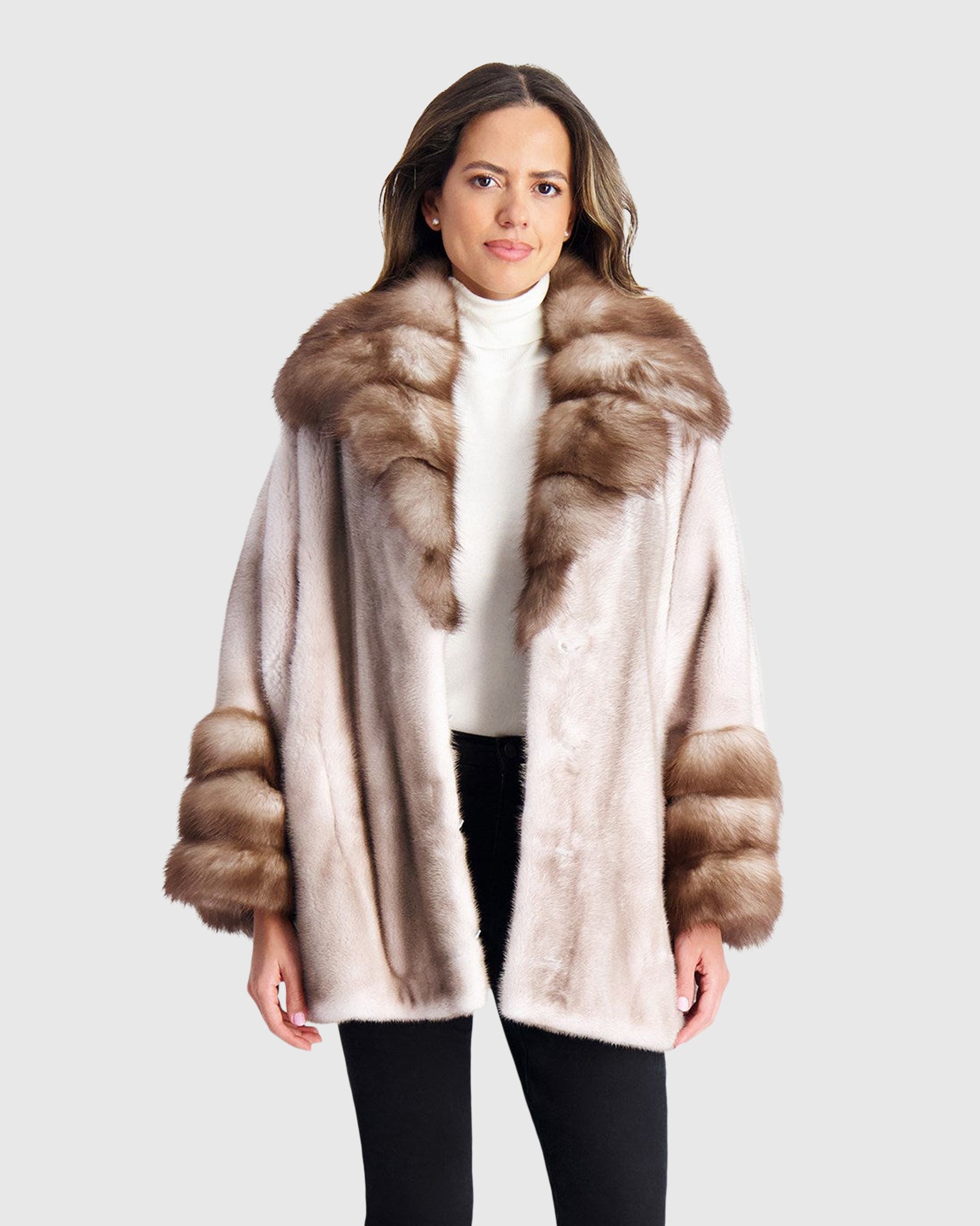 Mink Jacket with Stone Marten Collar Trim