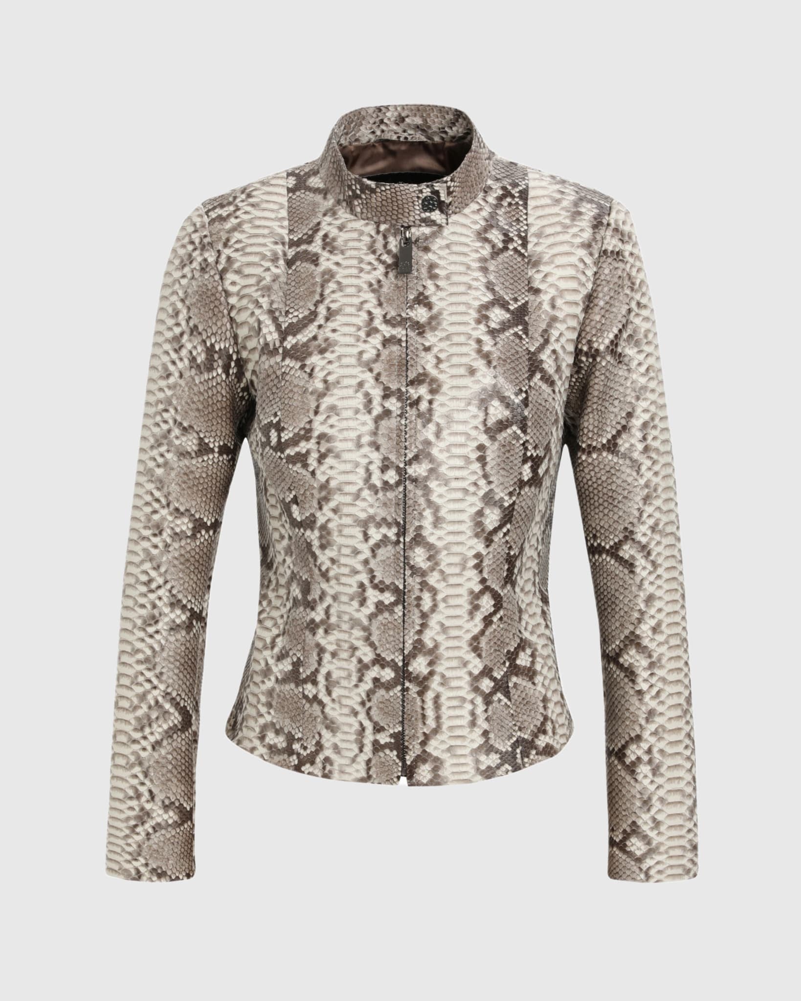 PYTHON LEATHER ZIP JACKET