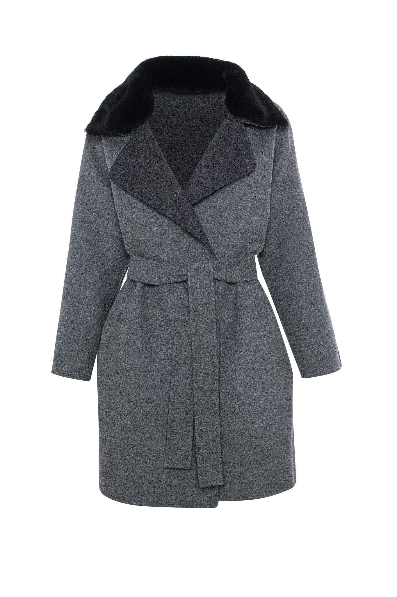 Reversible Stroller Crafted From Loro Piana Wool with Detachable Select Shearling Lamb Collar and Belt