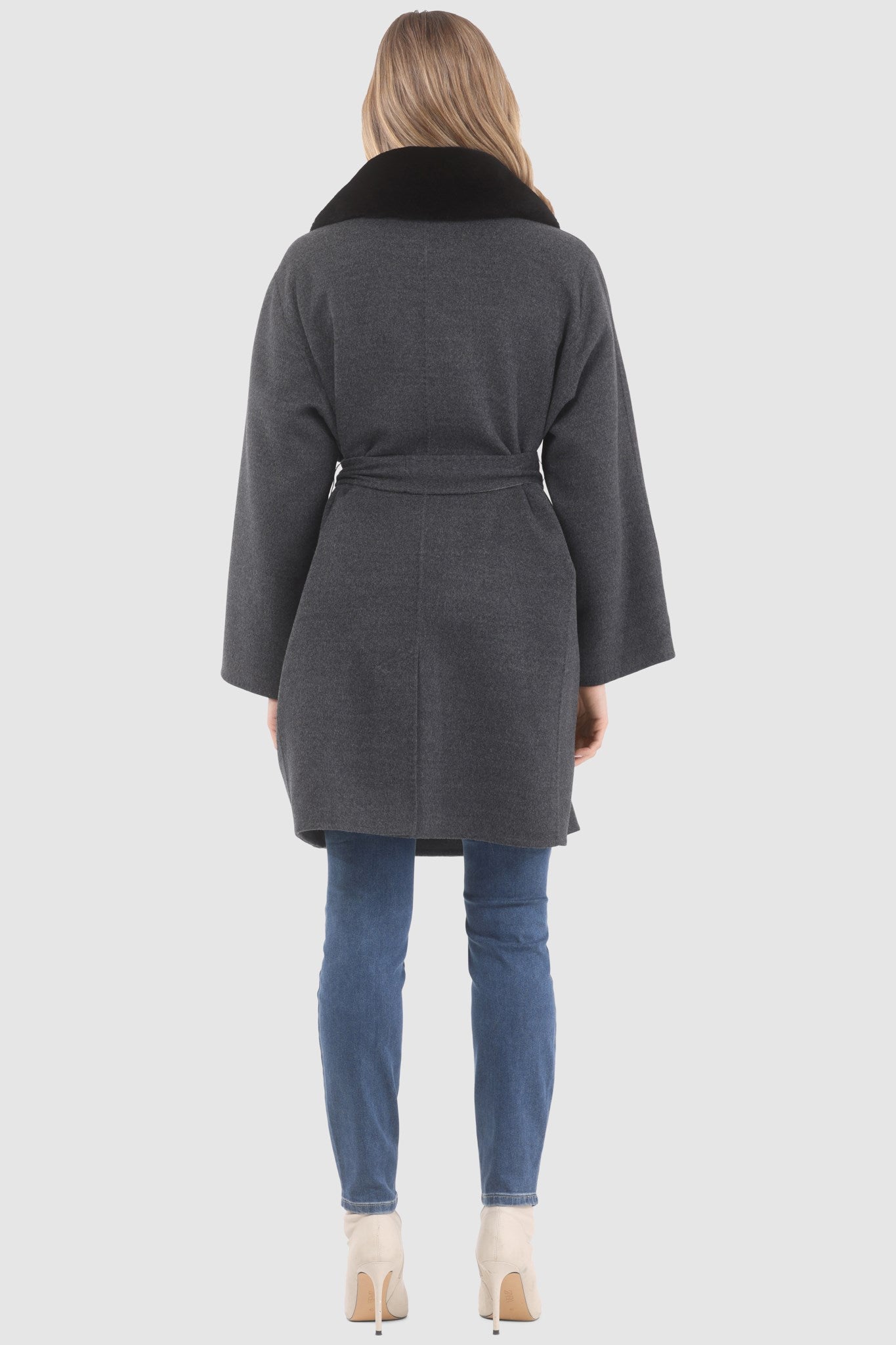 Reversible Stroller Crafted From Loro Piana Wool with Detachable Select Shearling Lamb Collar and Belt