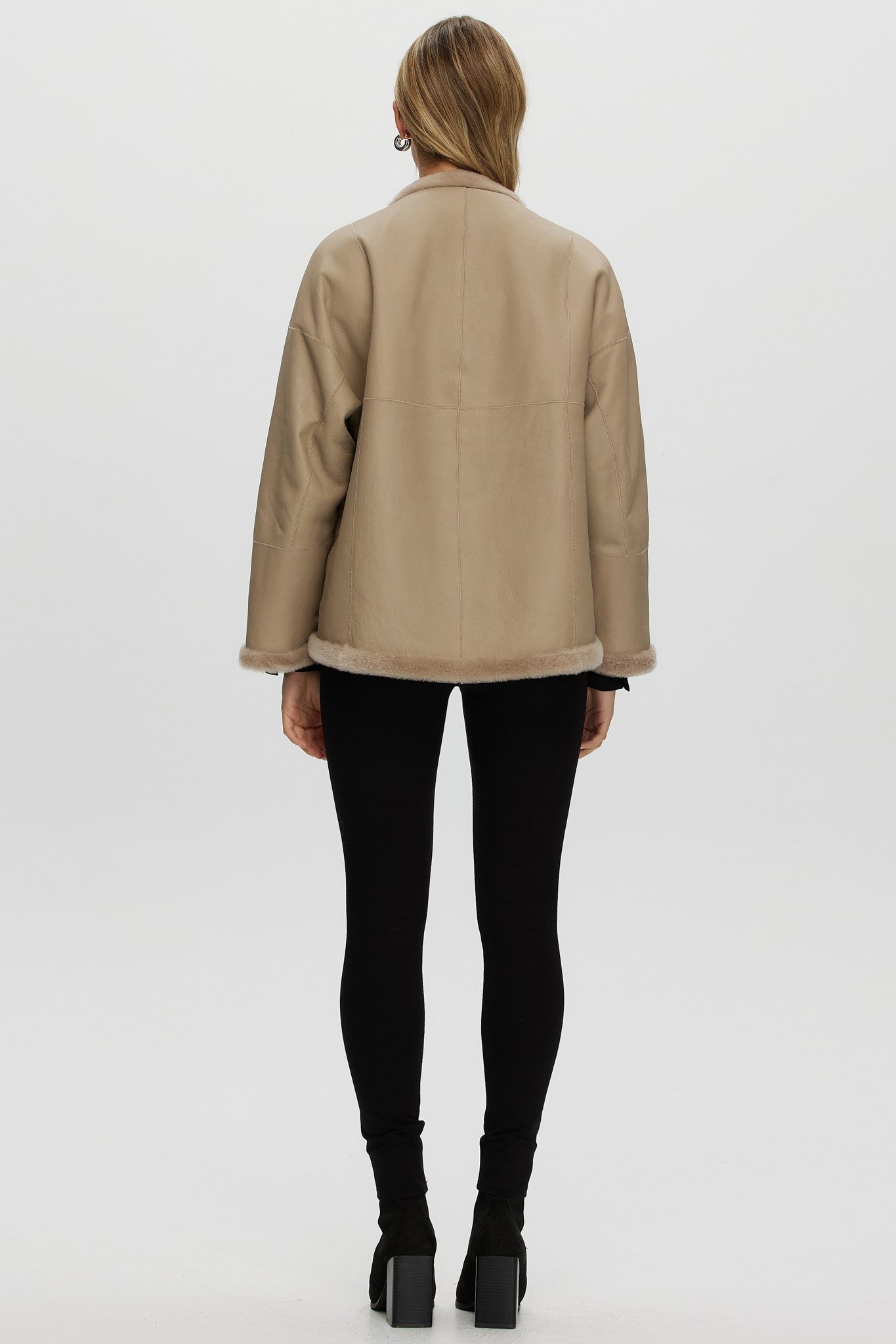 Reversible Shearling Lamb Collarless Jacket