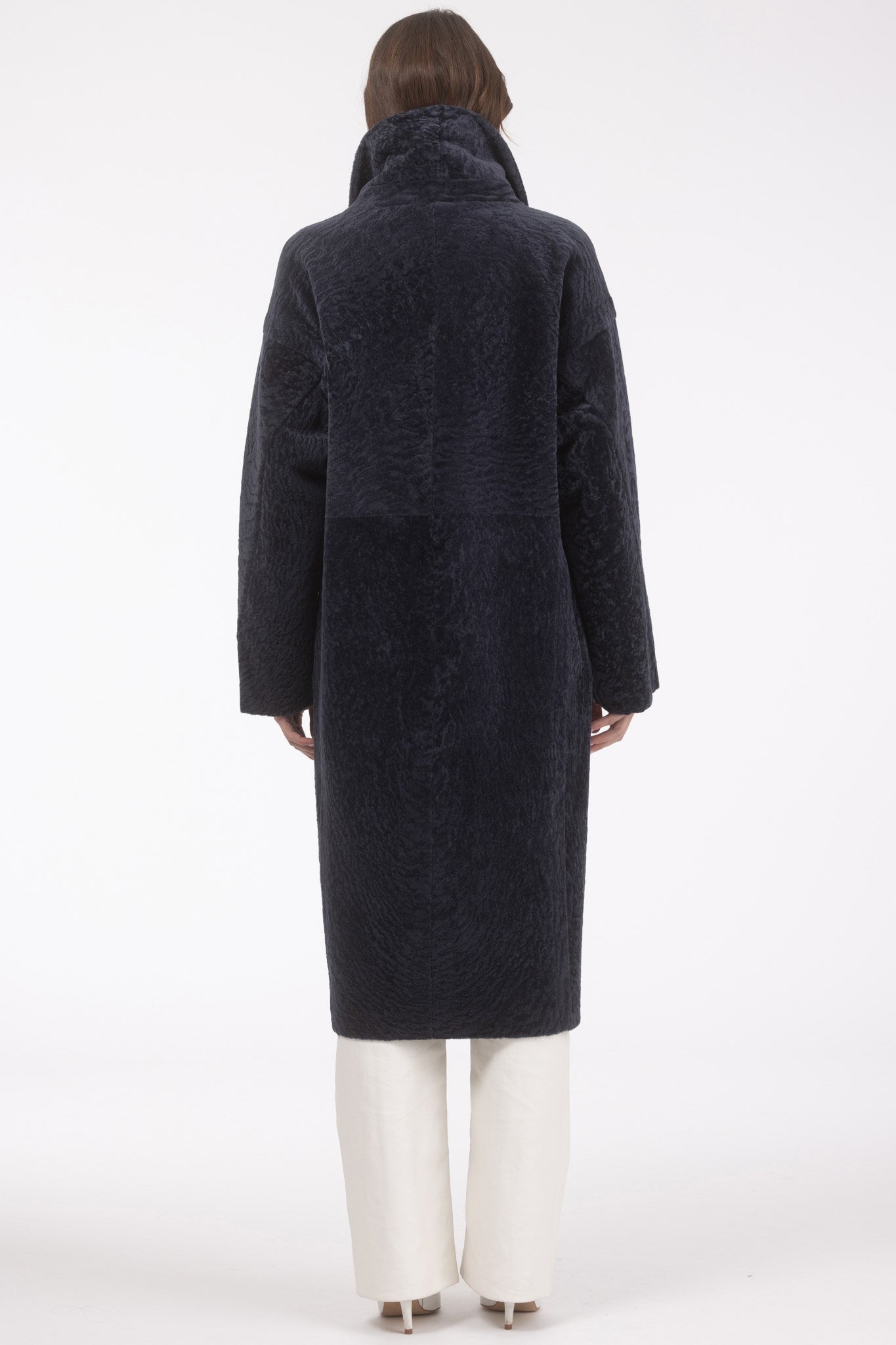 Reversible Textured Shearling Lamb Short Coat