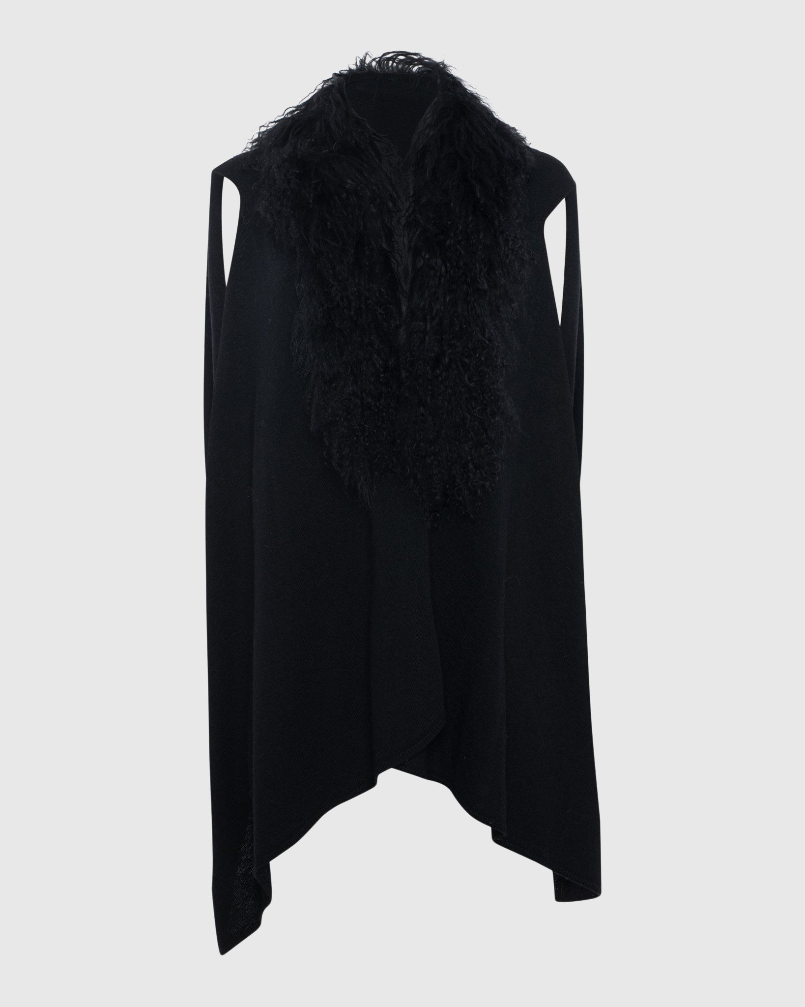 Select Cashmere and Merino Wool Blend Vest with Select Mongolian Lamb Trim