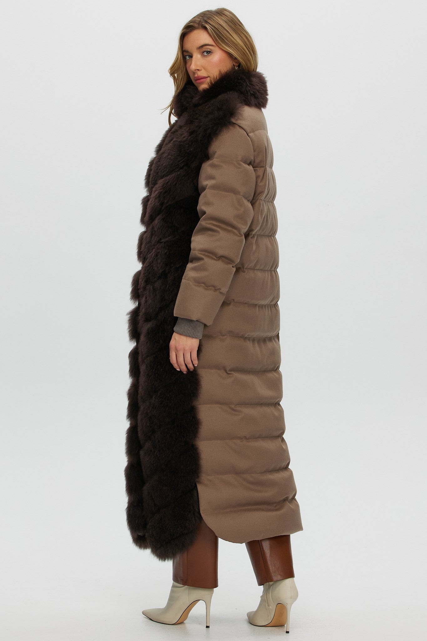 Diagonal Coat Crafted From Select Cashmere Goat with Loro Piana Cashmere Sleeves and Back