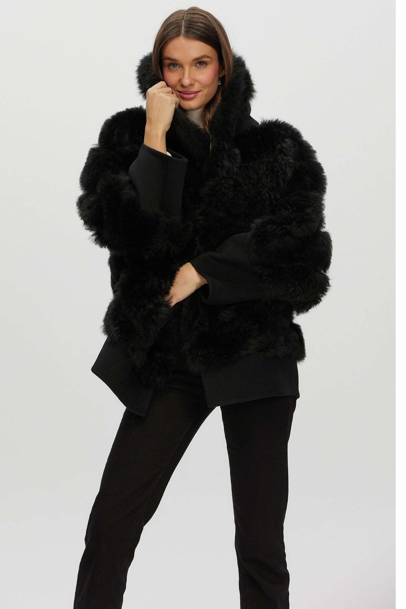 Diagonal Parka Crafted From Select Cashmere Goat with Loro Piana Cashmere Trim