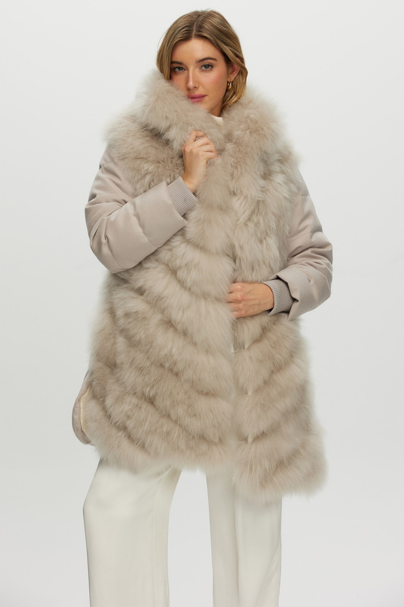 Diagonal Stroller Crafted From Select Cashmere Goat with Loro Piana Cashmere Sleeves and Back