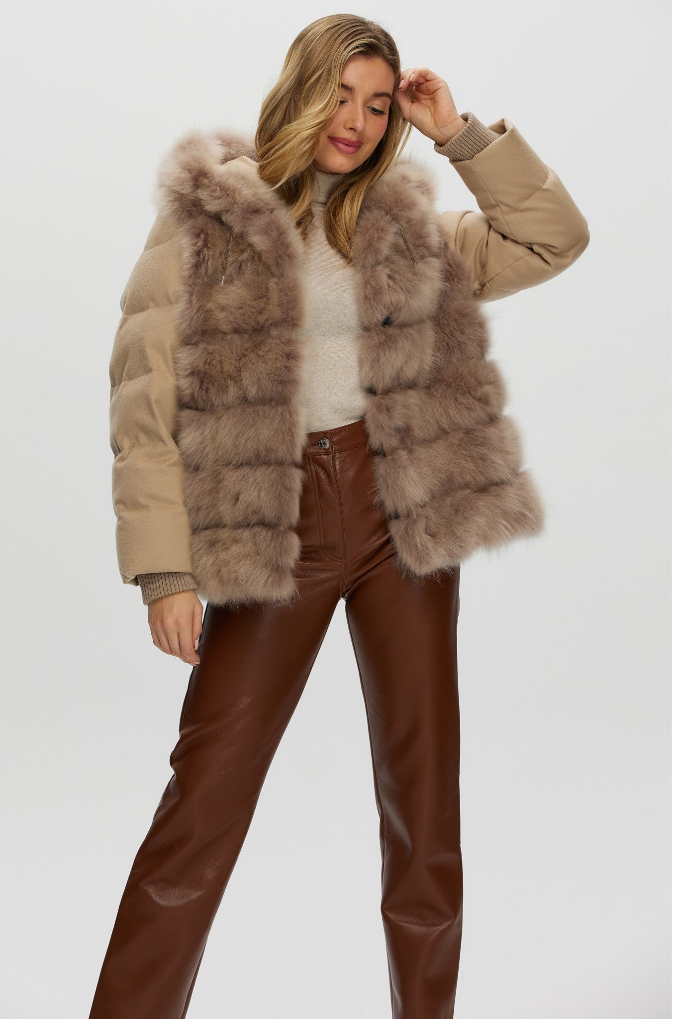 Quilted Down Parka Crafted From Select Cashmere Goat with Loro Piana Cashmere Sleeves and Back