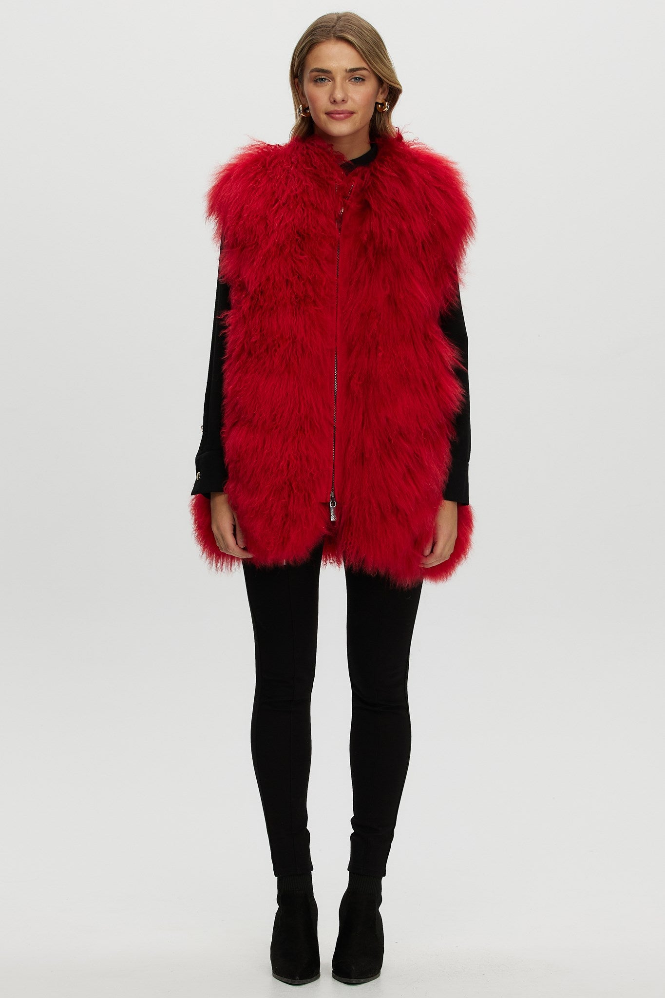 Select Mongolian Goat Zip Vest