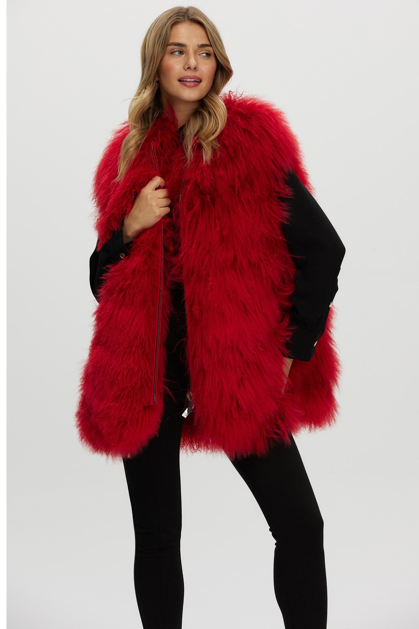 Select Mongolian Goat Zip Vest