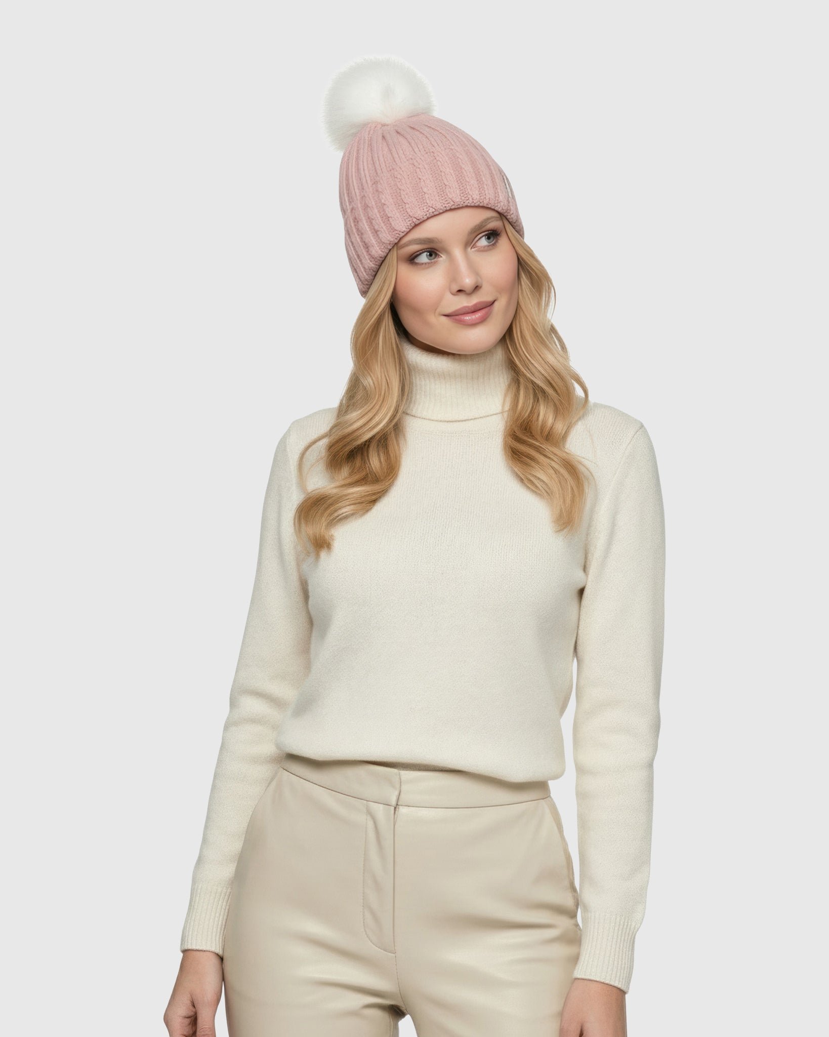 Knit Hat with Toscana Shearling Lamb Pompom