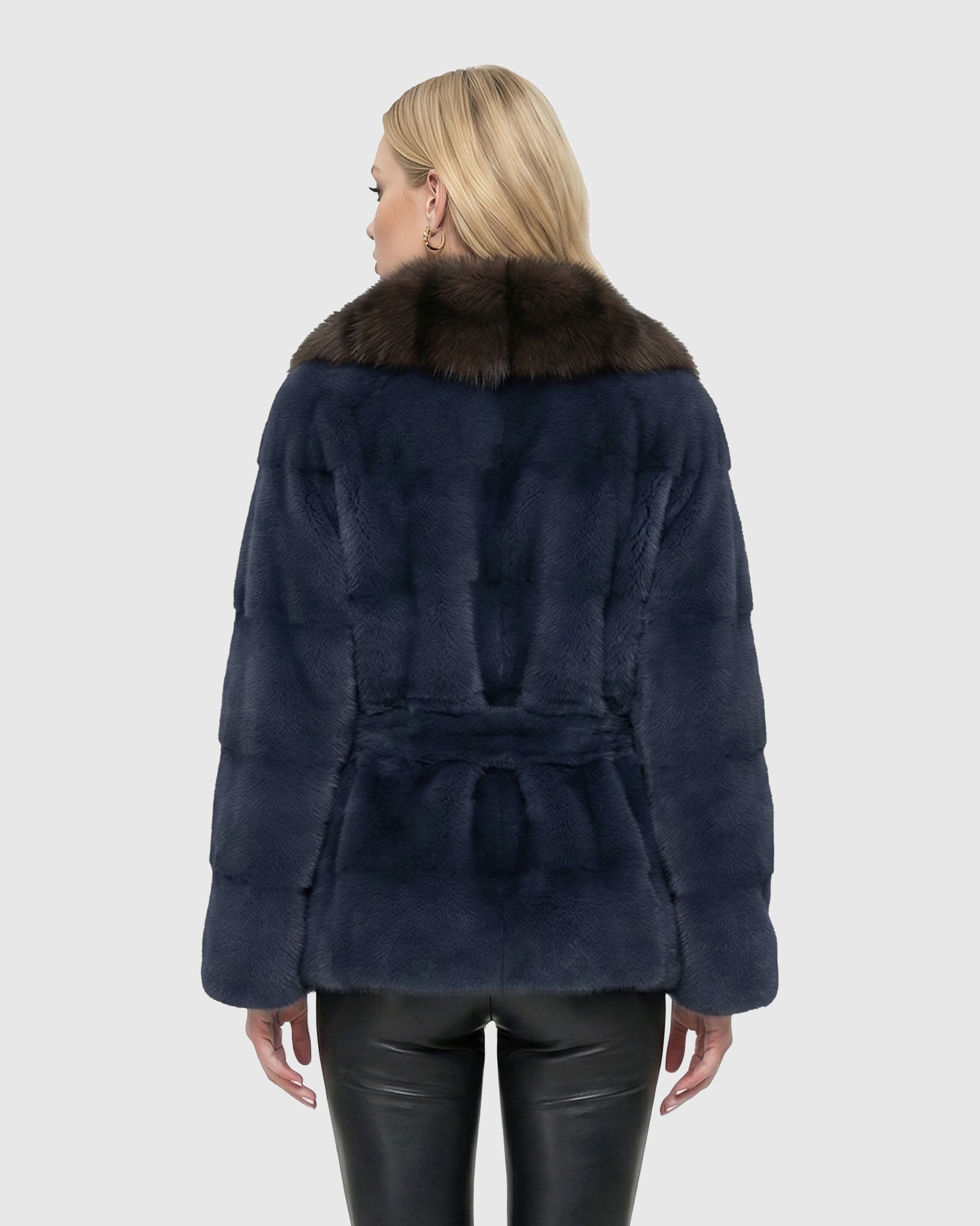 Sheared Mink Jacket With Sable Collar And Belt
