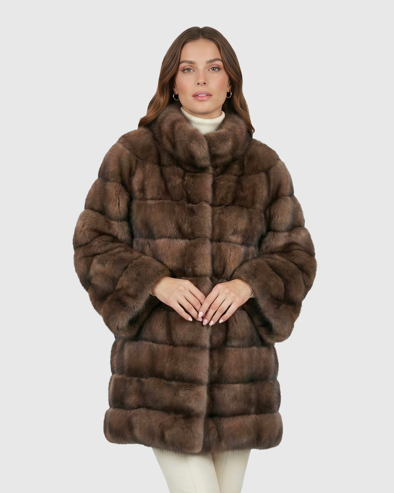 Russian Sable Coat With Cropped Sleeves
