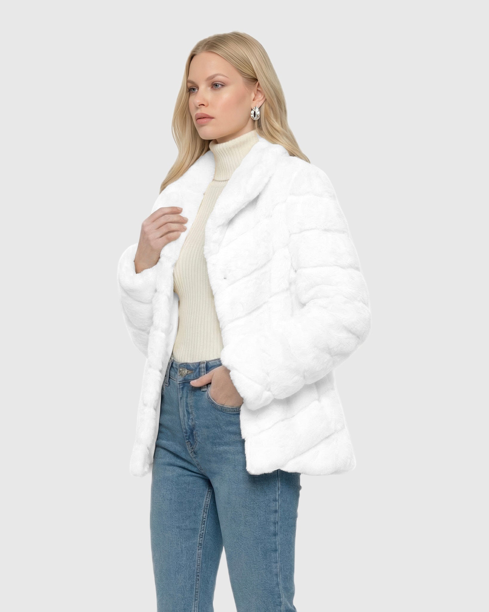 CHEVRON CHINCHILLA JACKET