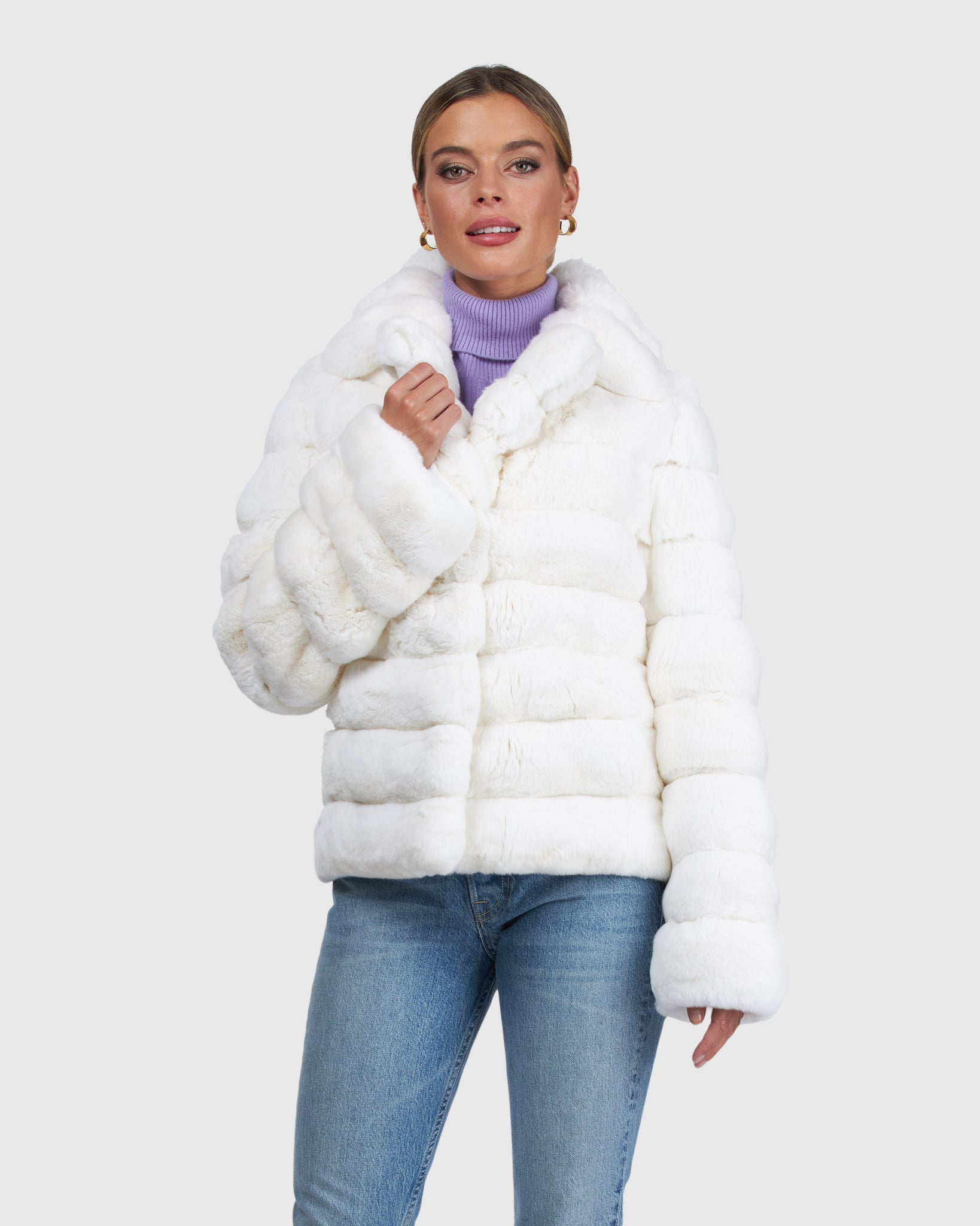 size52☆良品☆フェラガモ アルパカツイード製ジャケット グレーメランジ CHINCHILLA JACKET