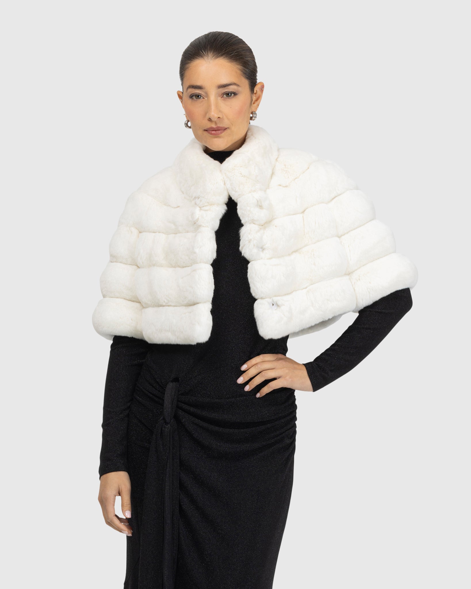 Horizontal Chinchilla Bolero with Cropped Sleeves