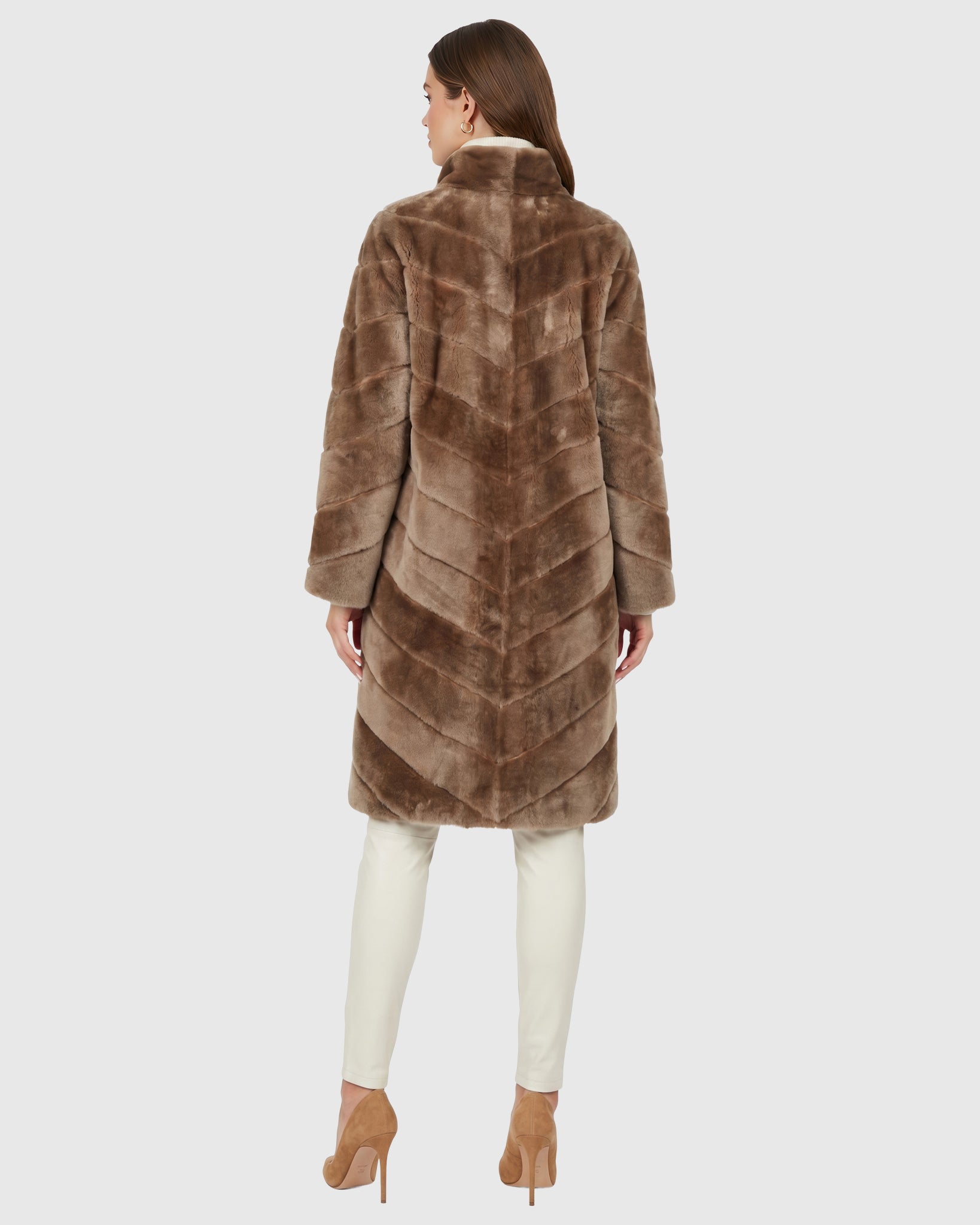 Reversible Merino Shearling Lamb Chevron Short Coat