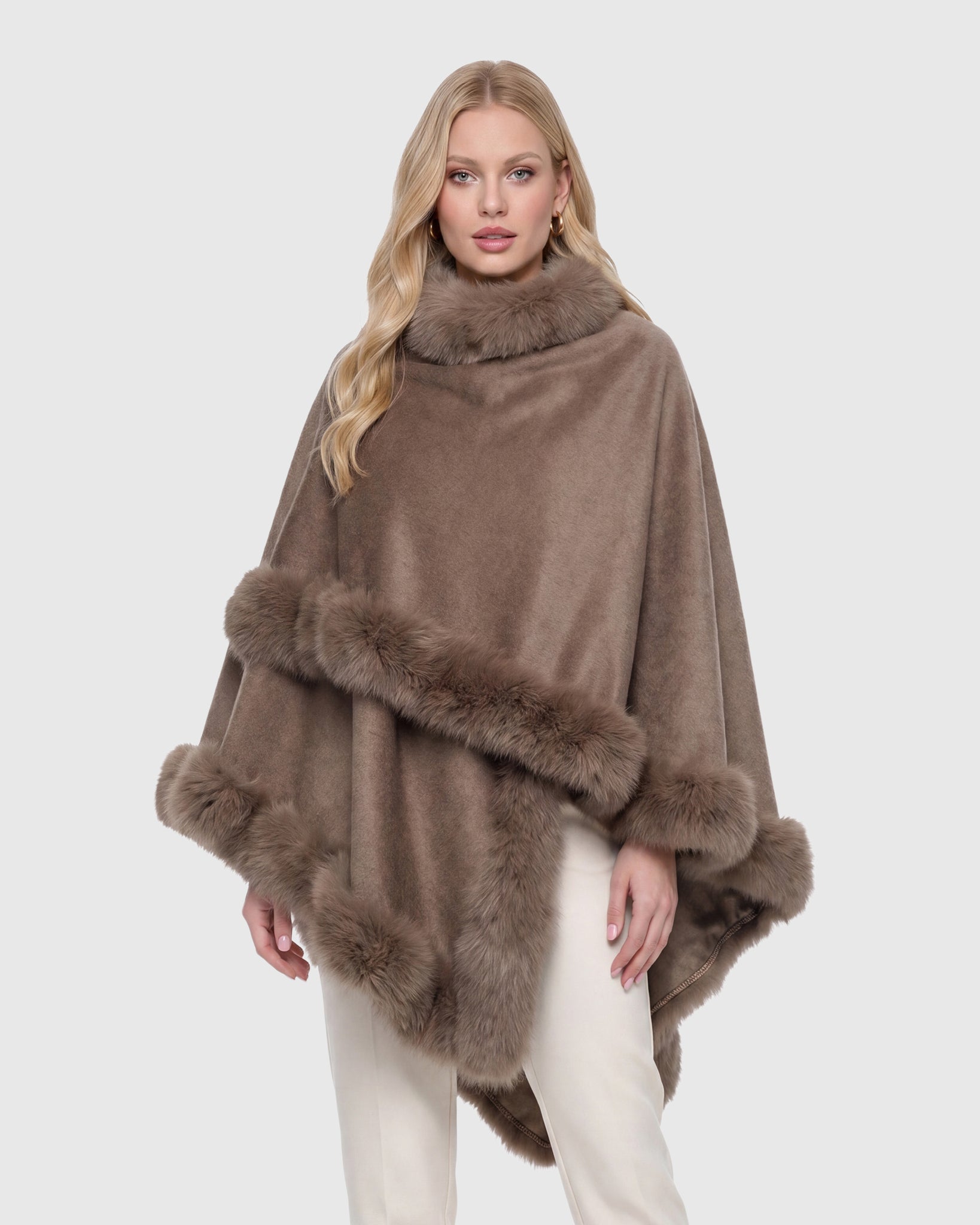 Select Cashmere Cape with Toscana Shearling Lamb Trim