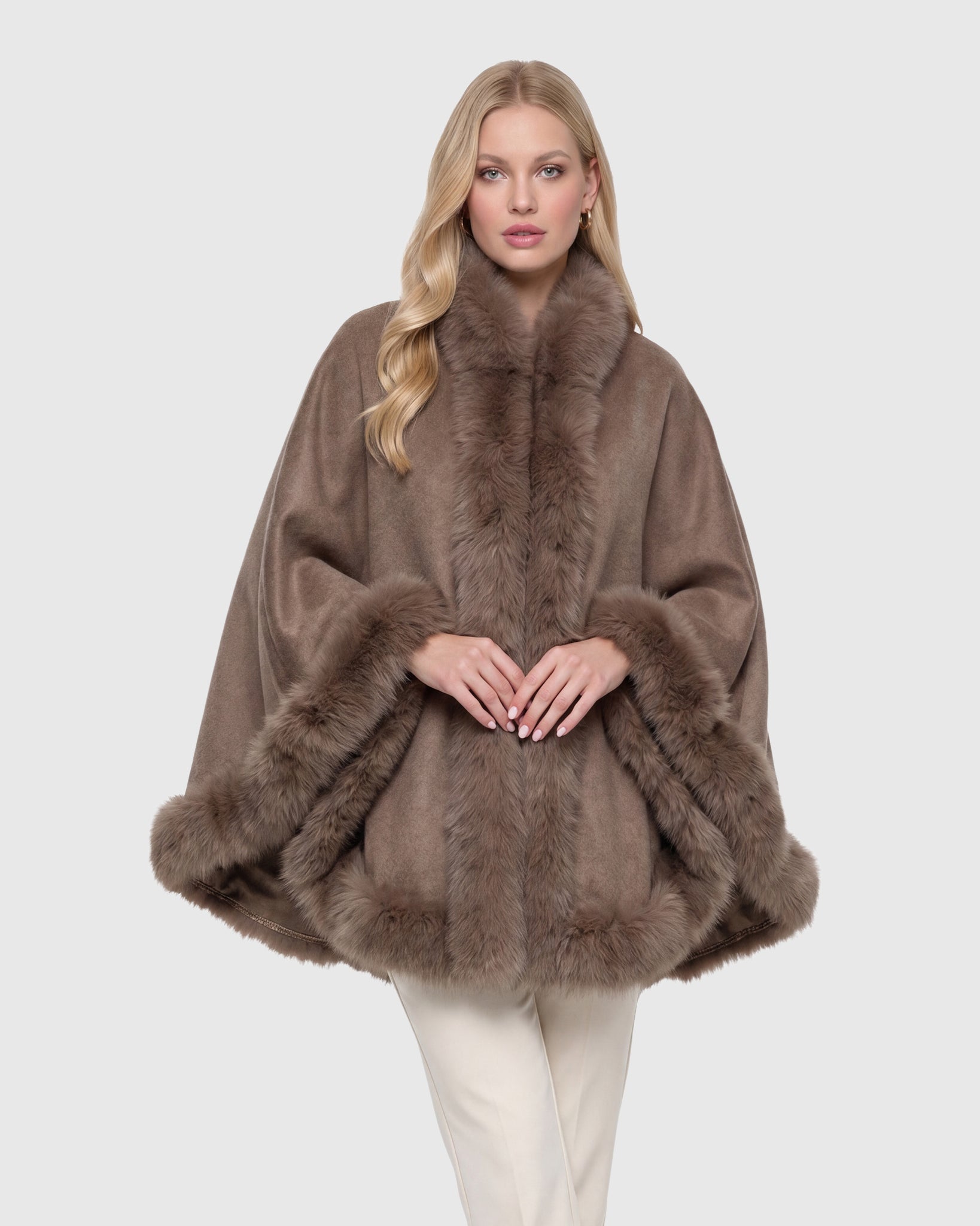 Select Cashmere Cape with Toscana Shearling Lamb Trim