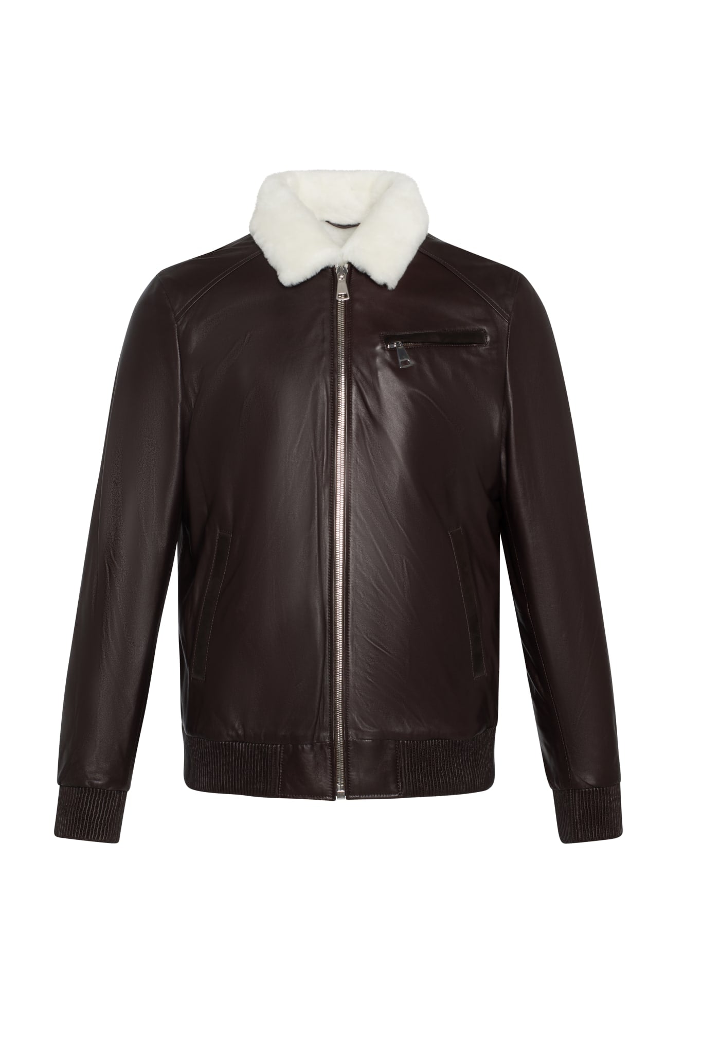 Men's Leather Jacket with Shearling Lamb