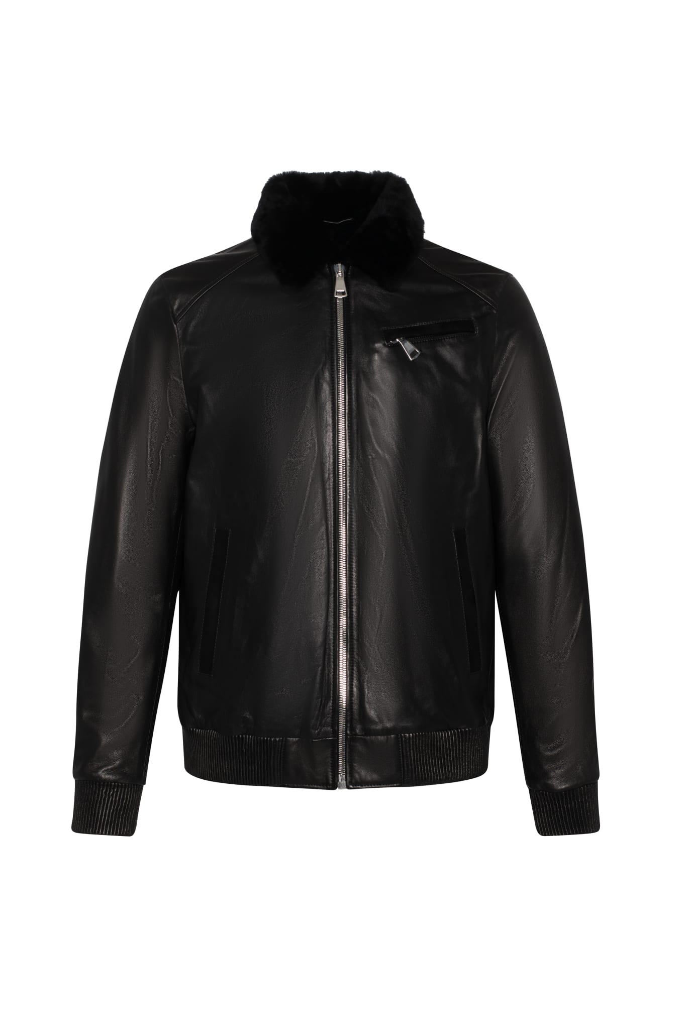 Men's Leather Jacket with Shearling Lamb