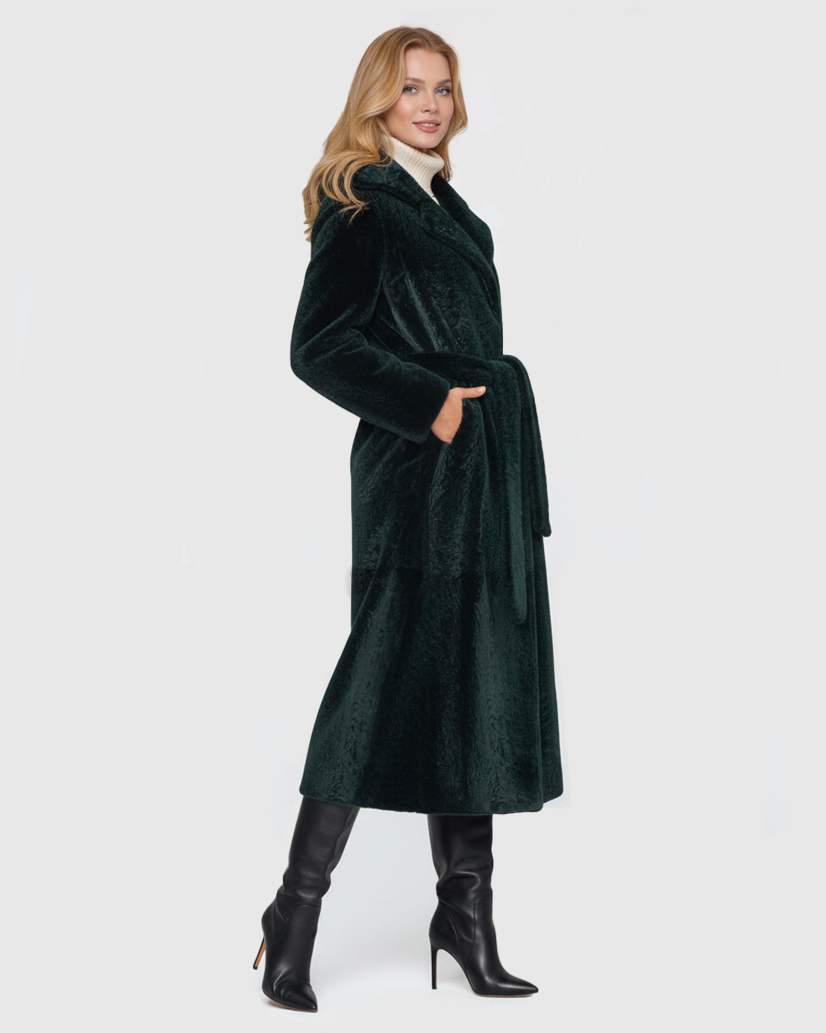 Select Shearling Lamb Coat with Hood