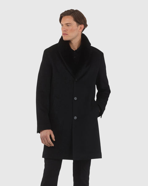 MEN'S CASHMERE SHORT COAT CRAFTED FROM LORO PIANA WITH DETACHABLE SELE