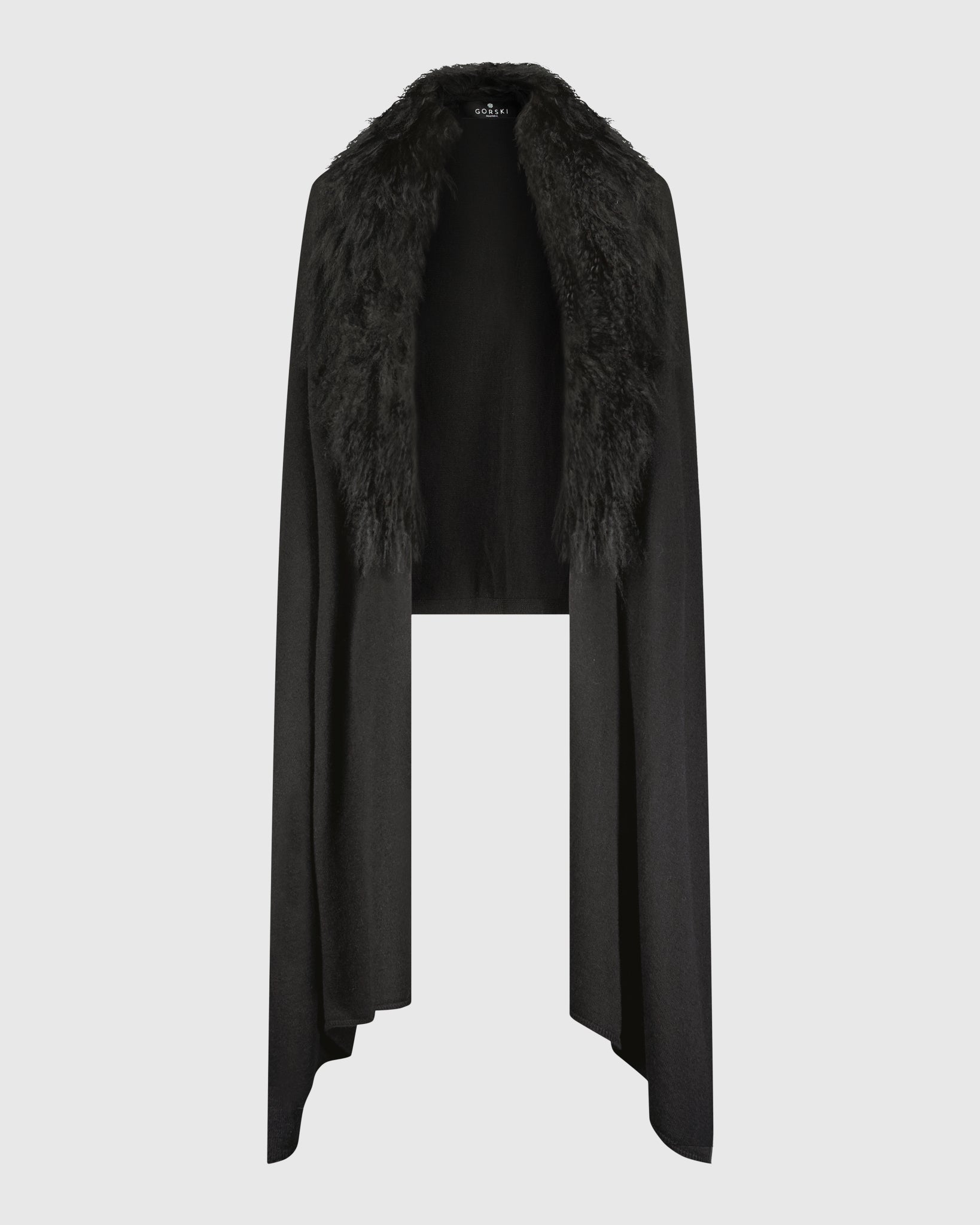 Select Cashmere and Merino Wool Blend Stole with Select Mongolian Lamb Trim