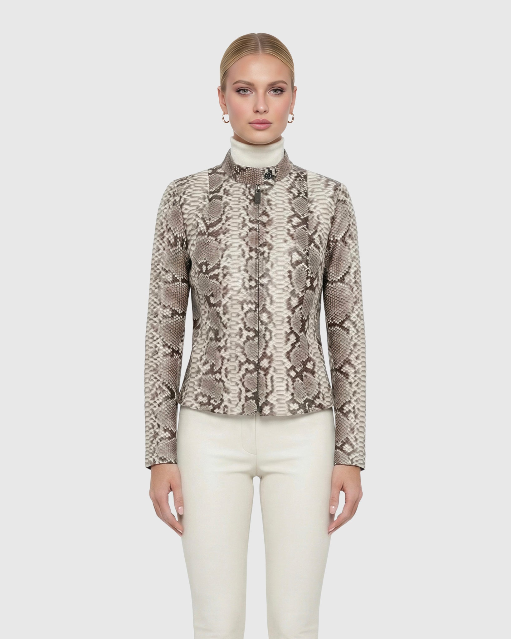 Python Leather Zip Jacket