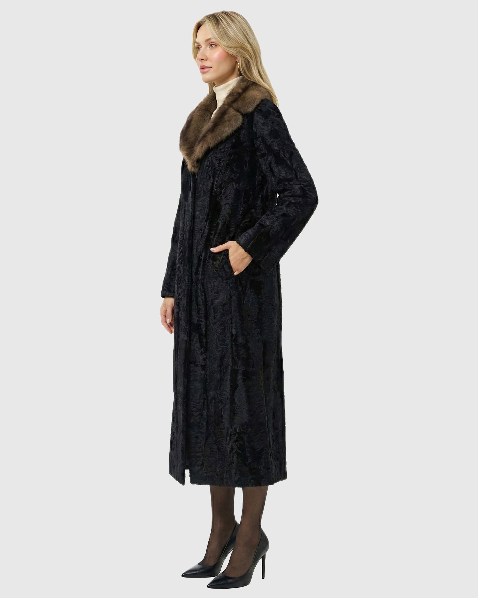 Russian Broadtail Coat With Russian Sable Collar Russian Broadtail Coat With Russian Sable Collar