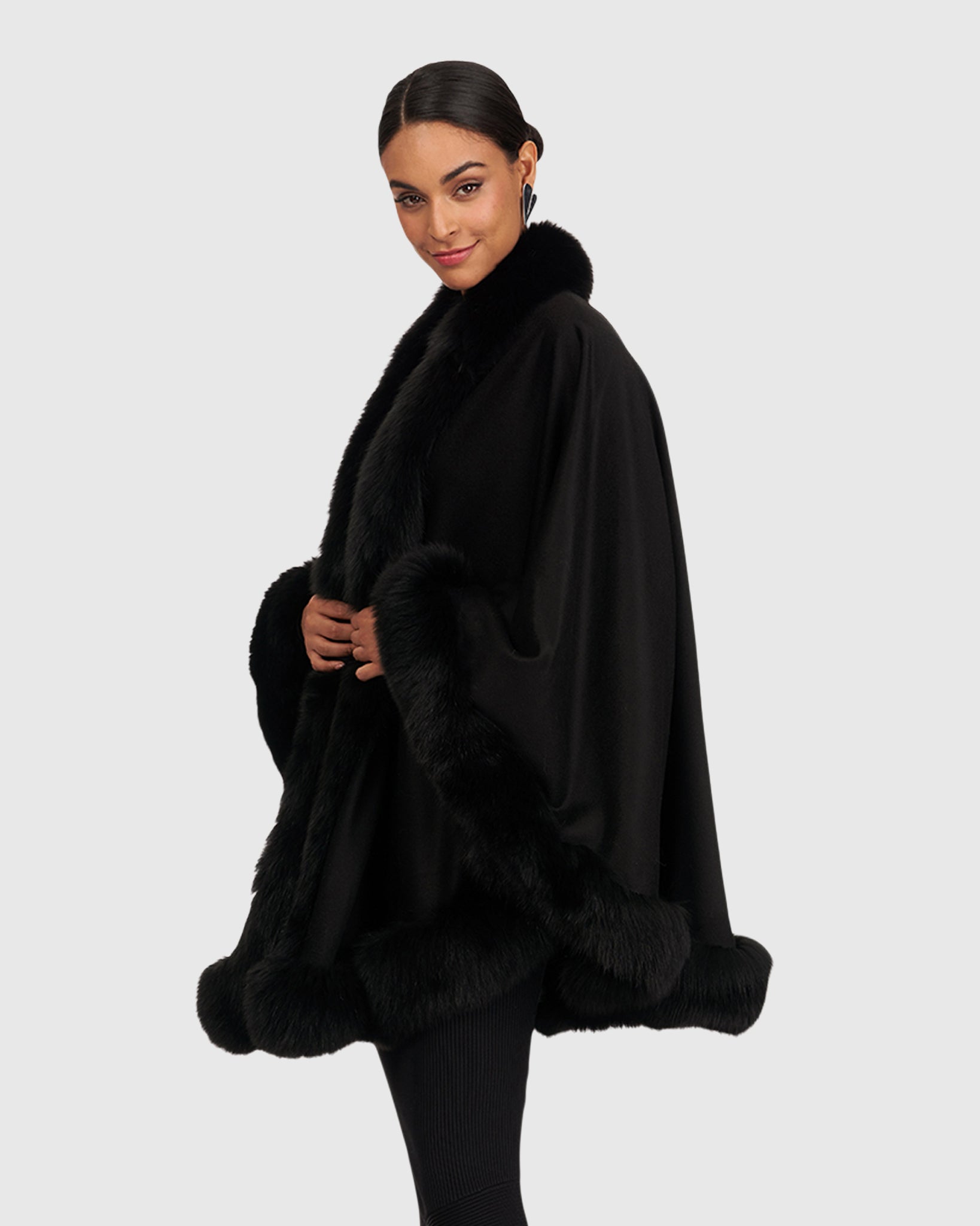 Cashmere Cape with Fox Trim