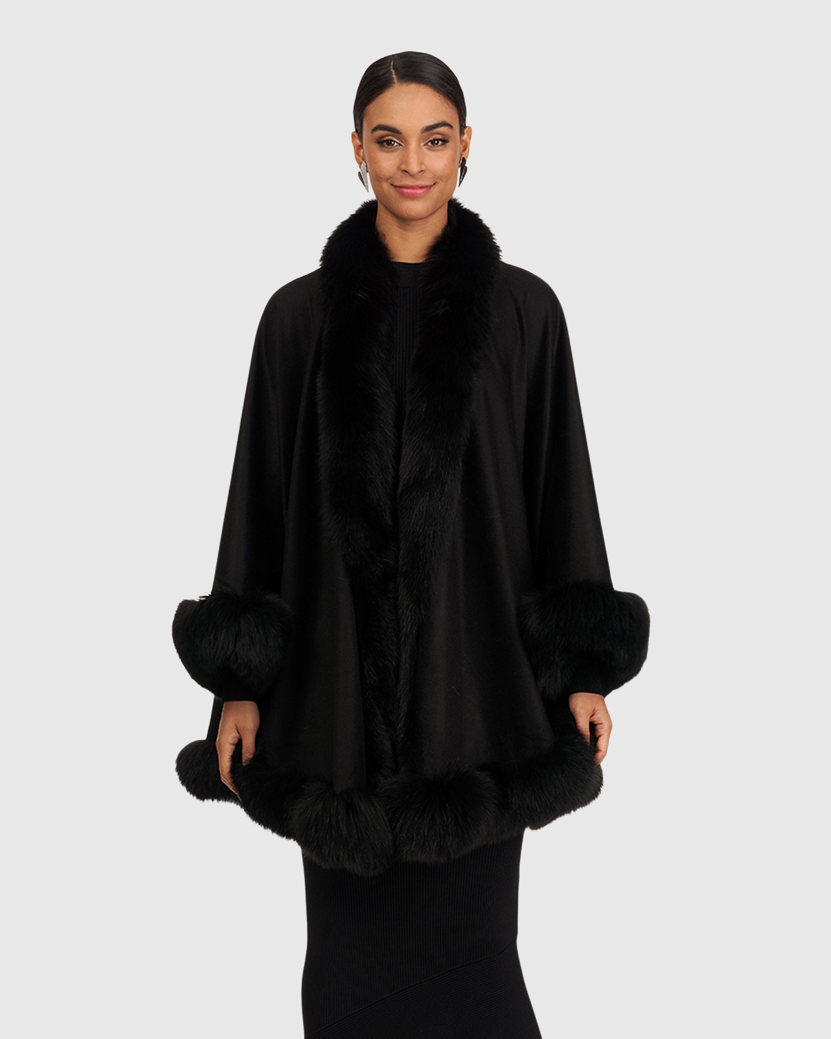 Cashmere Cape with Fox Trim