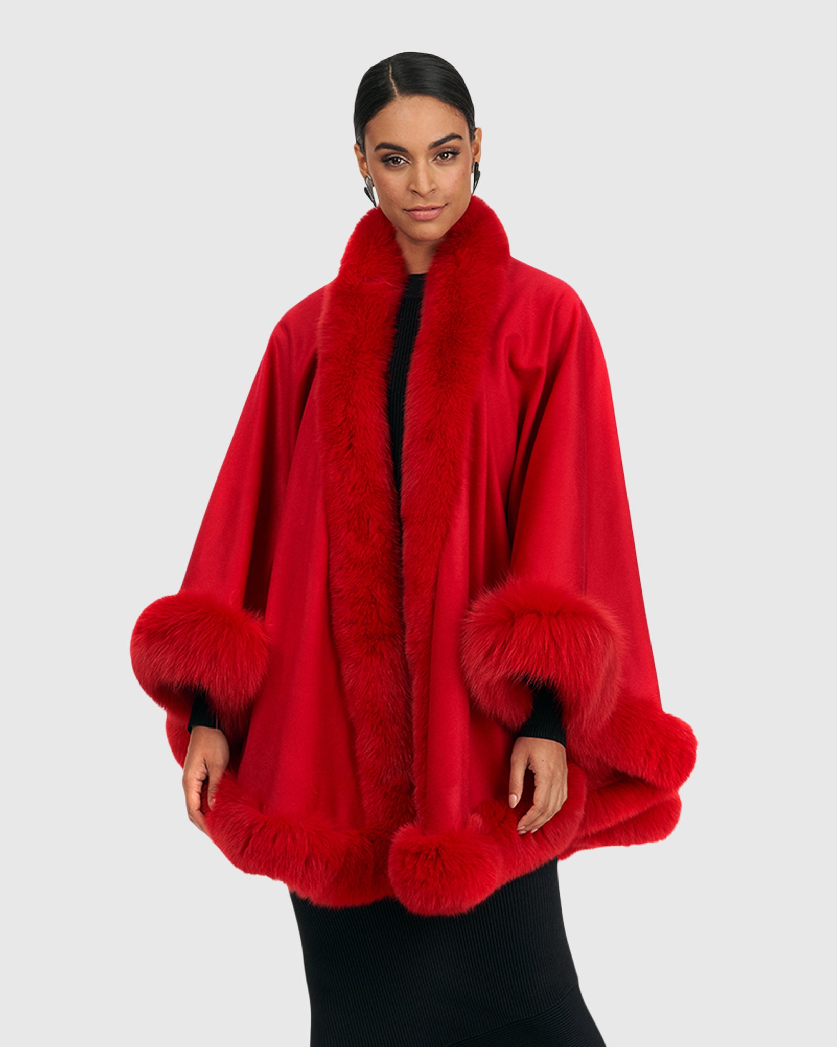 Cashmere Cape with Shadow Fox Trim
